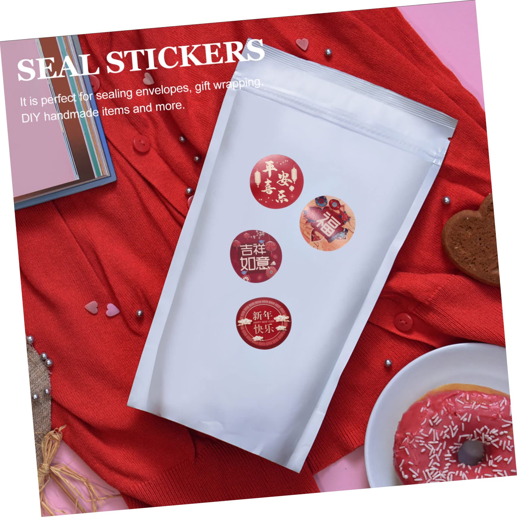 NUOBESTY 4 Set Fu Parole Adesivi Tag Natalizi Adesivi Per Pacchetti Sticker Etichette Di Carta Autoadesive Sigillo Della Confezione Al Dettaglio in ​​lamiera Di Rame 4 * 4