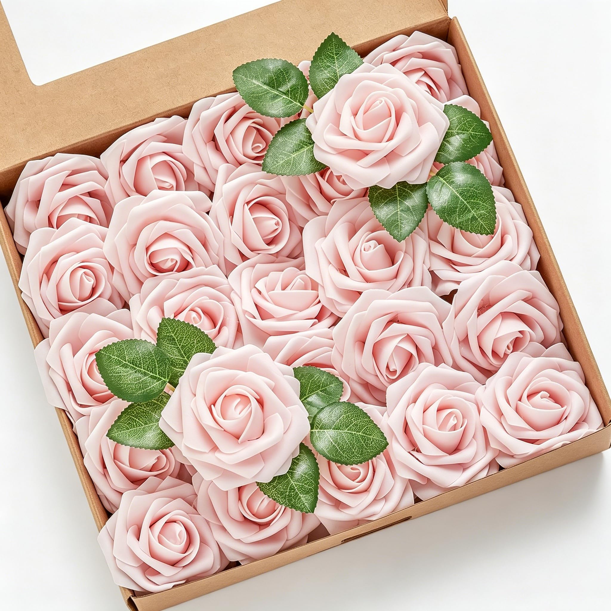 Artificial Flowers, 25pcs Blush Pink Artificial Rose for Wedding Bouquets — image 1