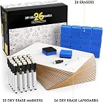 Magicfly Double-Sided Dry Erase Lap Boards for Classroom, Pack of 26 (9 x 12 Inches), Small & Portable Classroom Whiteboard Set with 32 Pens and 26 Erasers for Students, Kids, Office Use