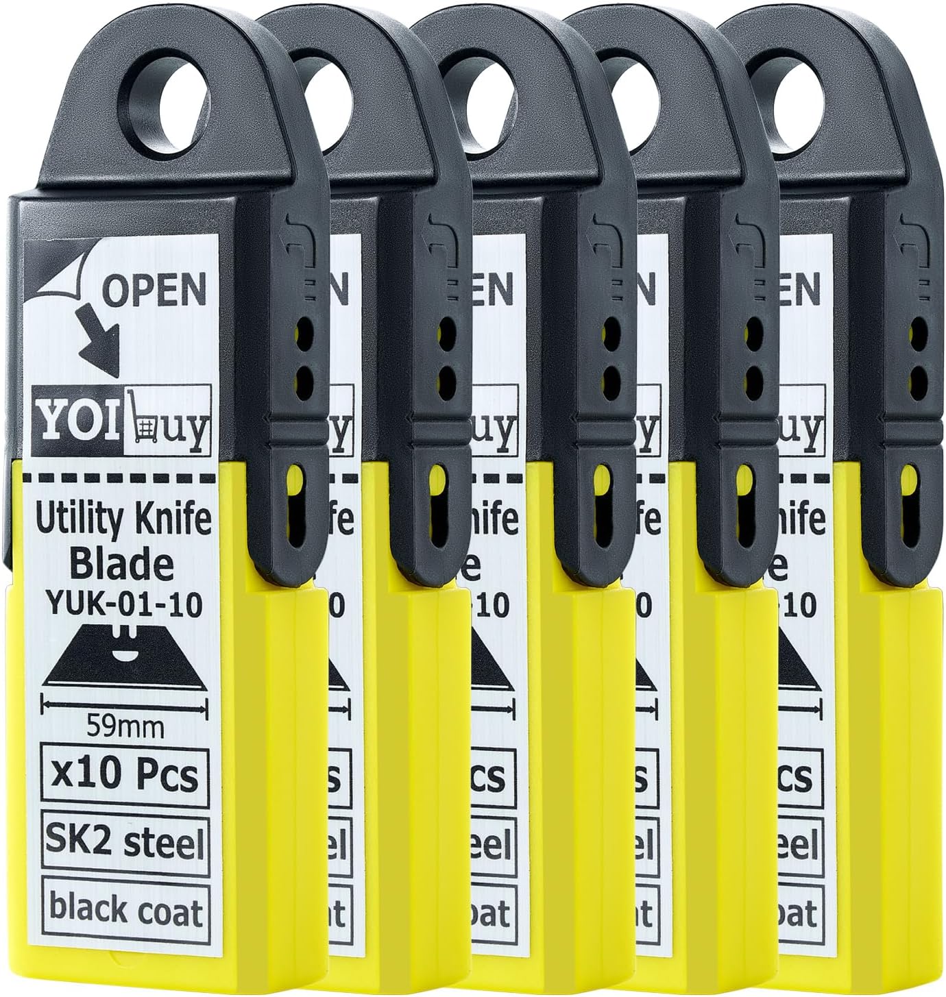 YOIbuy PRO Replacement Blades for Scraper Cutters, 10pcs Case X5, SK2 Material, Black Rust Prevention, Heat Treated (50pcs)