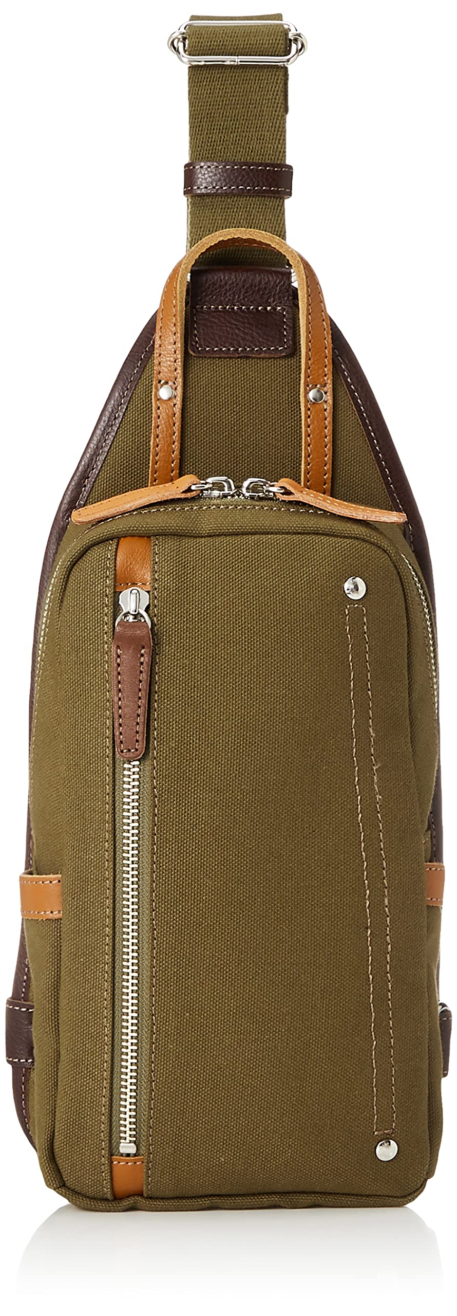Amazon | [オティアス] ボディバッグ 8号キャンバス牛革付属タテ