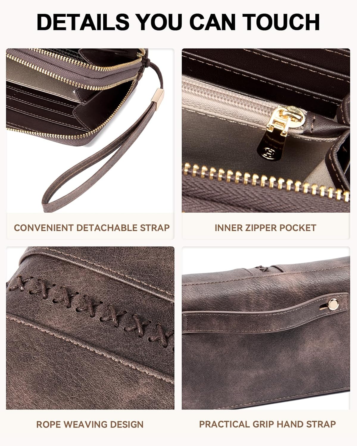 BOSTANTEN Wallets for Women Leather RFID Double Zipper Around Credit Card Holder Large Capacity Wristlet Clutch Wallet - Image 4