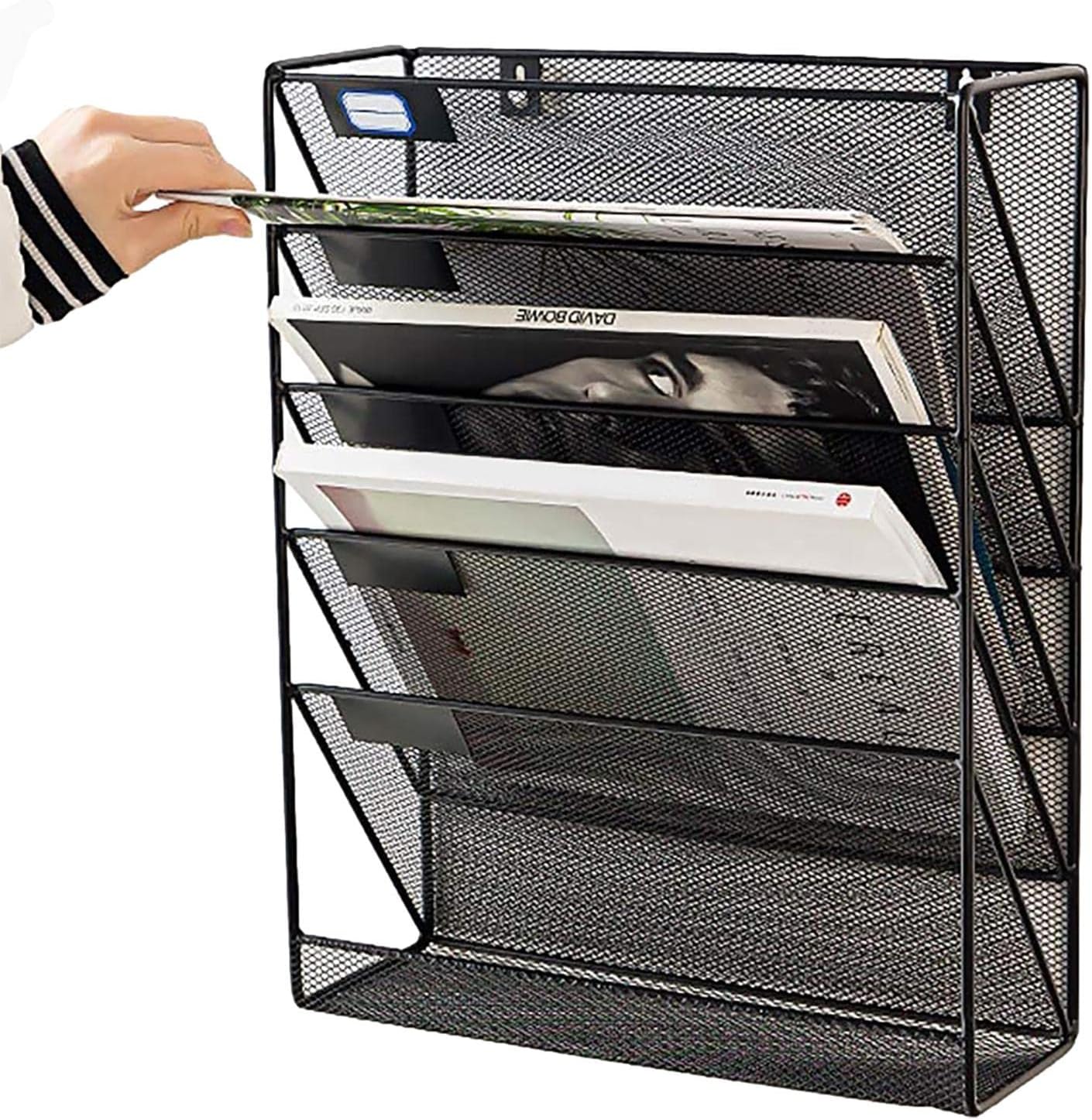 STENUA Wall File Organizer 5 Pockets Mesh File Holder Wall Mount