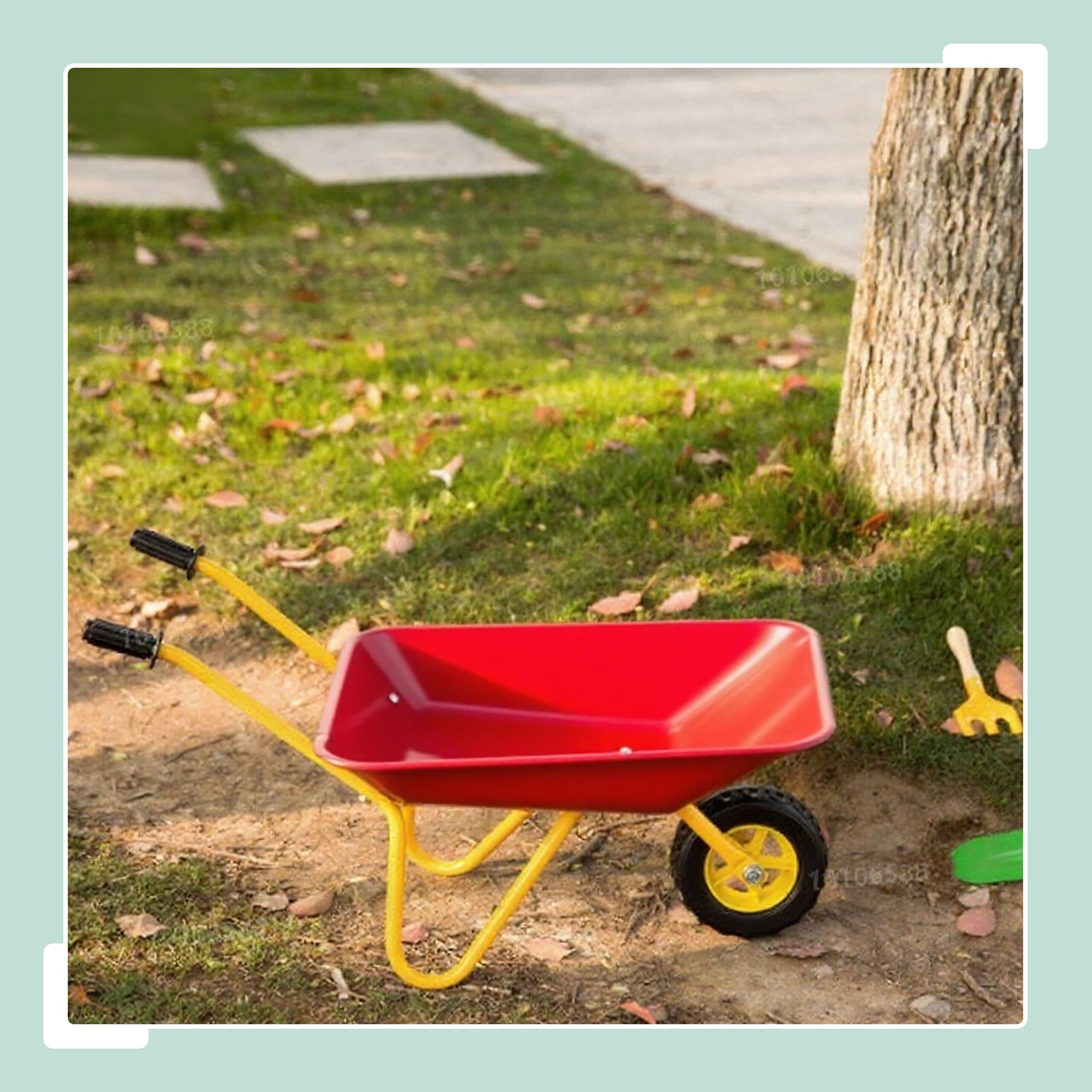 Relaxdays Carretilla Infantil metálica con Asas Antideslizantes, 43x74x36 cm, roja