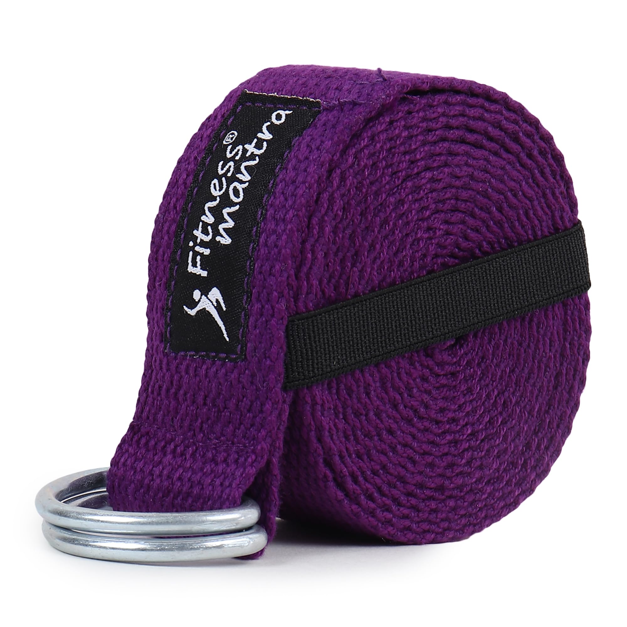 Fitness Mantra® 8.5 Feet Premium Cotton Yoga Belt for Women and Men |Adjustable D-Ring Strap for Stretching, Yoga, Pilates, Physical Therapy & Fitness |Durable & Anti-Slip Quality| Purple|