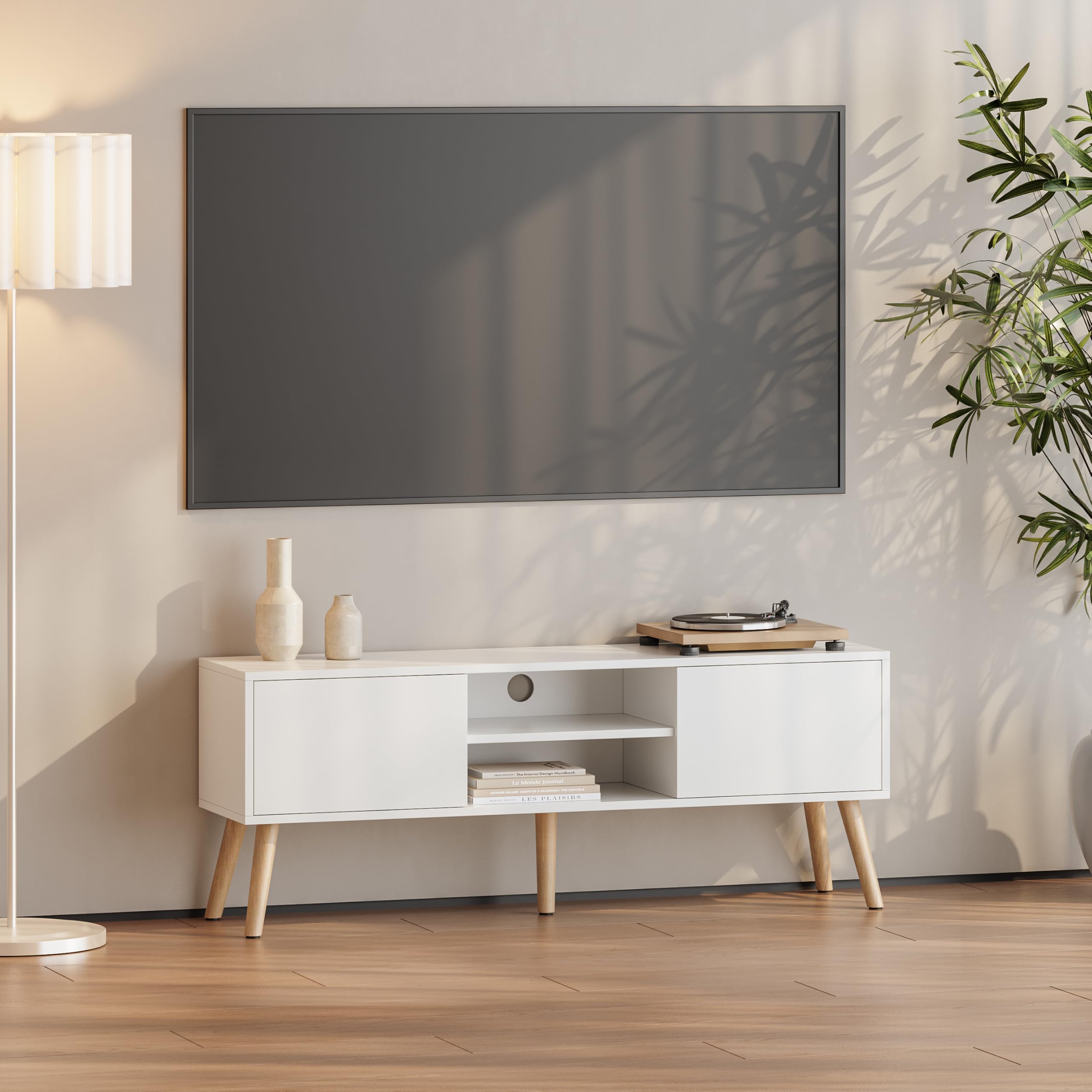 stand tv con porte e shelf bianco