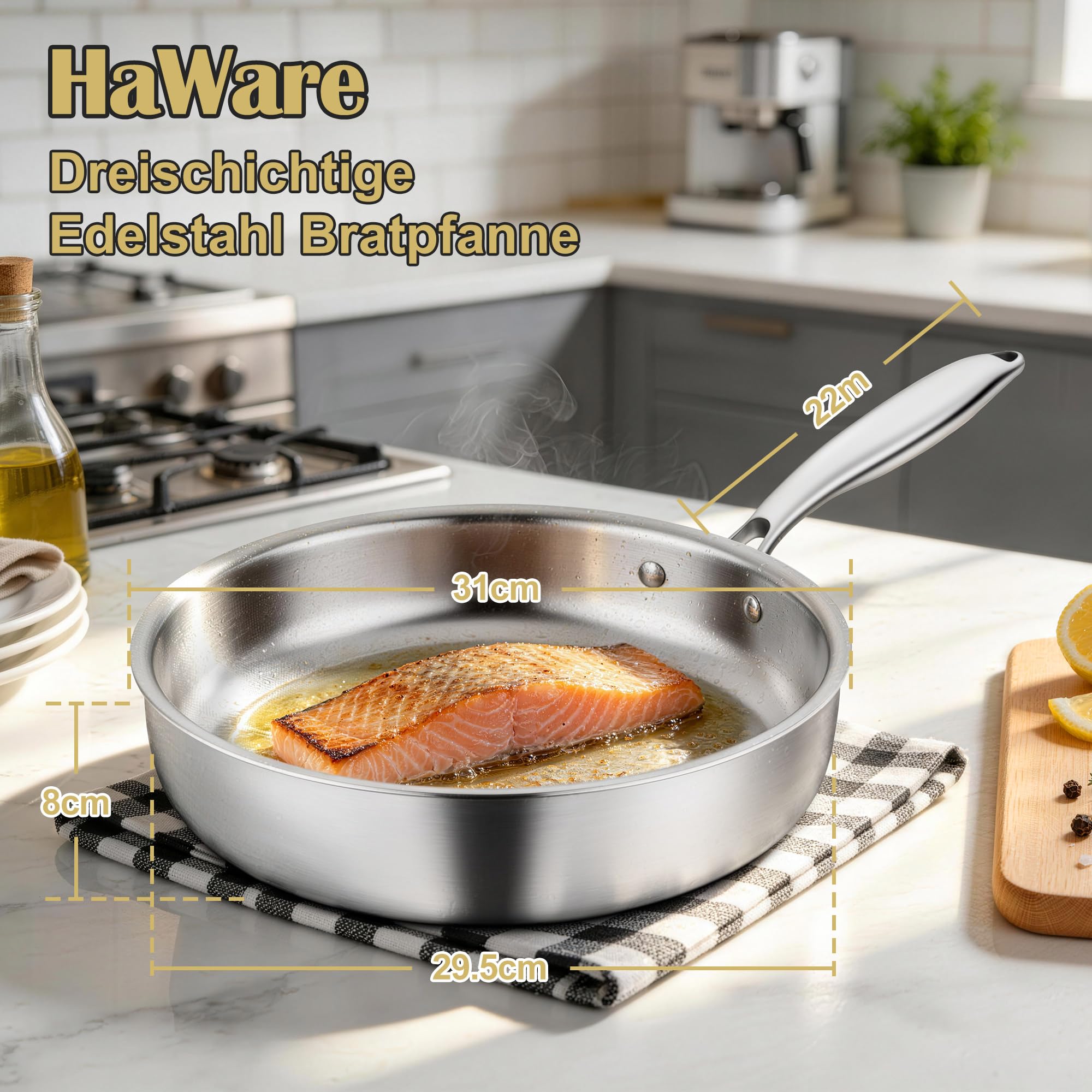 HaWare Sartén de acero inoxidable (1, 30 cm)