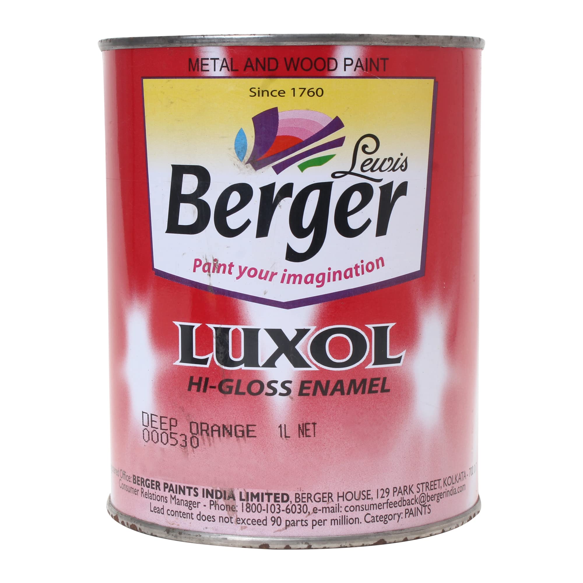 BERGER Luxol Hi Gloss Enamel Deep Orange 1Ltr