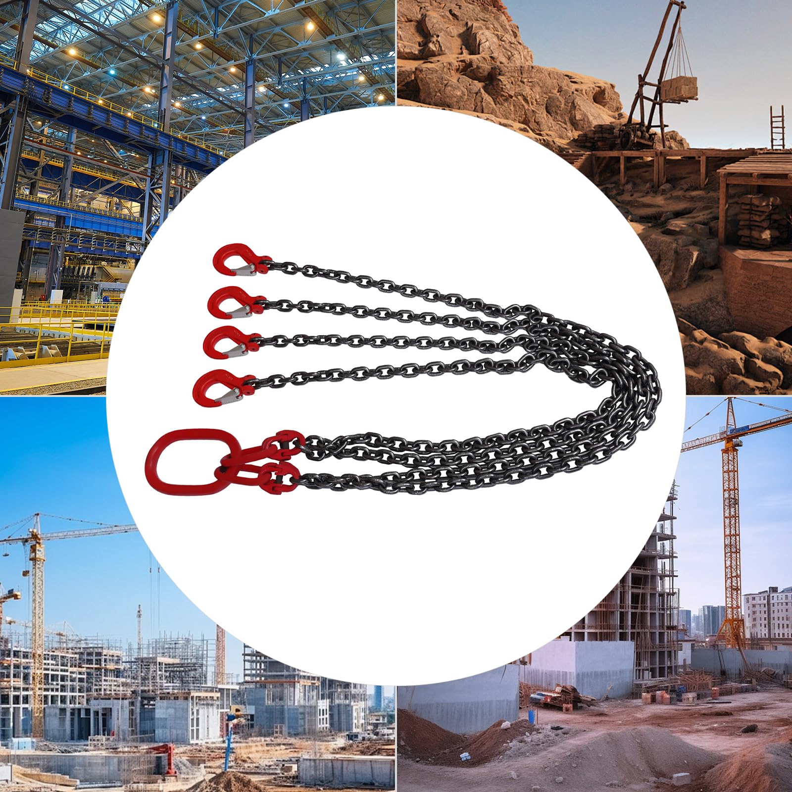2T Kettengehänge G80 – 2-strängig, 8mm, 2m Arbeitslänge – Für Bergbau & Maschinen