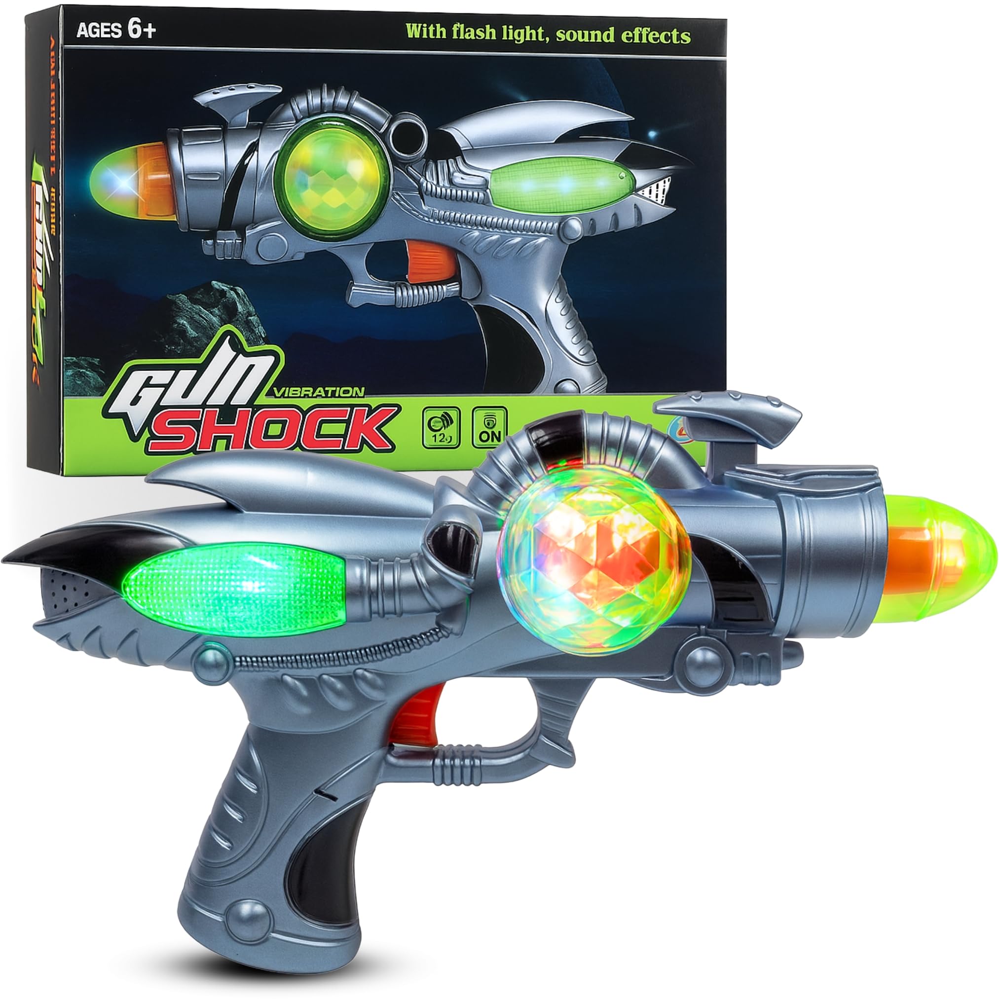 Liberty Imports Galactic Space Infinity Blaster Pistol Toy Gun for Kids with Spinning Lights & Blasting Sounds