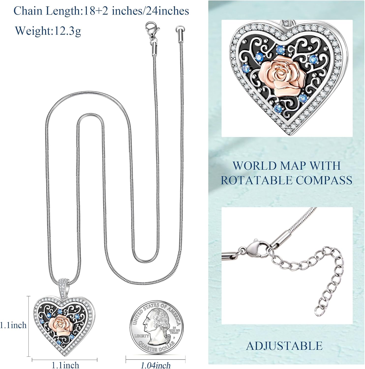 Fanery Sue Personalized Heart Locket Necklace that Holds Pictures, Customize Photo Pendant Picture Jewelry Mothers Day Gifts for Women