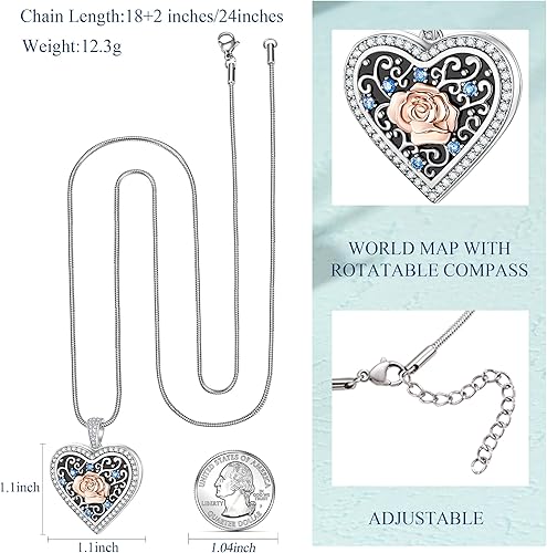 Miniatura 6 de Fanery Sue Heart Locket Necklace that Holds Pictures, Lockets Necklaces Customize Photo Pendant Picture Jewelry for Women