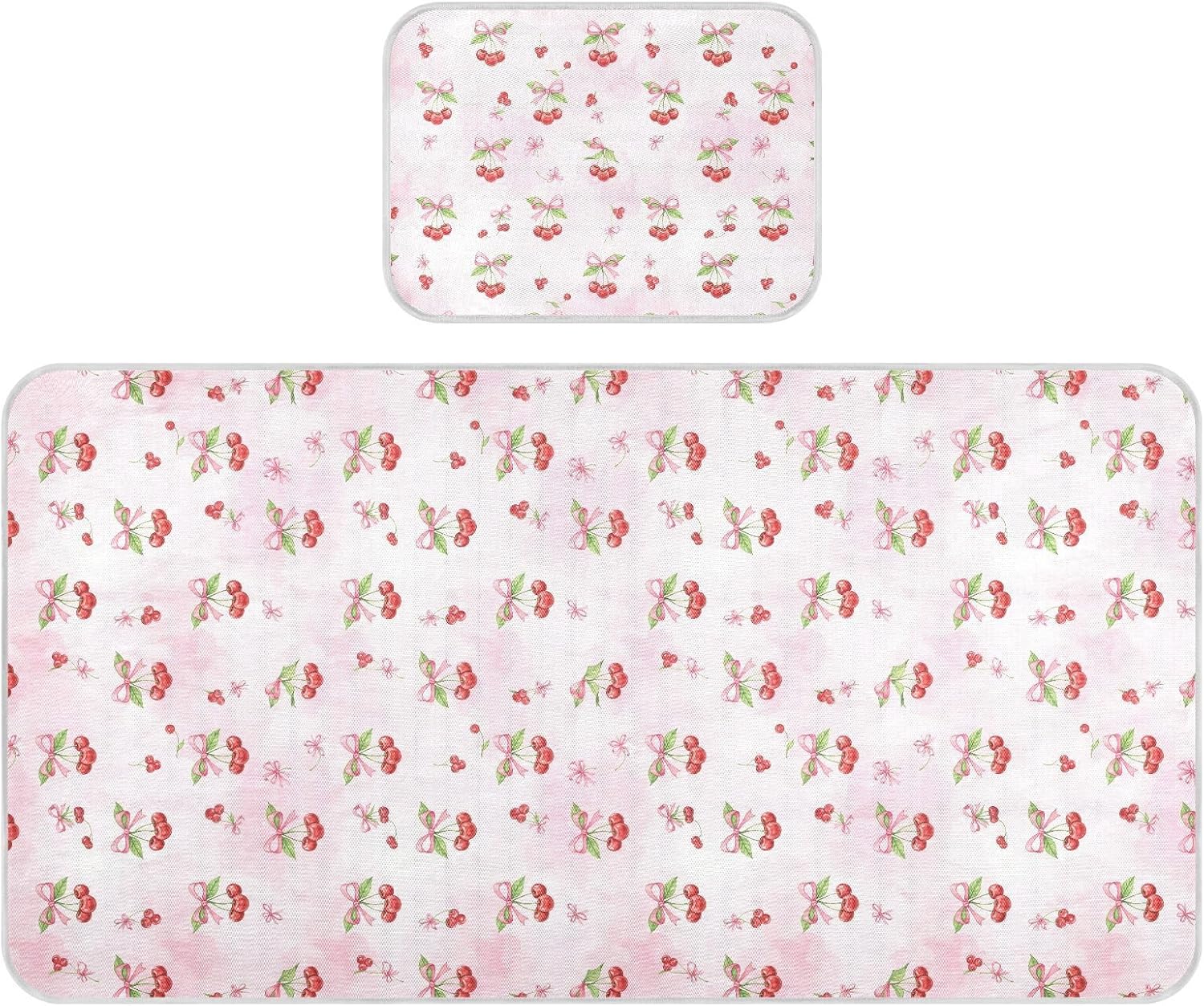 Baby Cooling Mat Watercolor Cherry Ice Silk Breathable Mesh Summer Crib Mattress Pad with Pillowcase, Soft Cooling Sleeping Surface for Infant & Toddler, 52"x28"