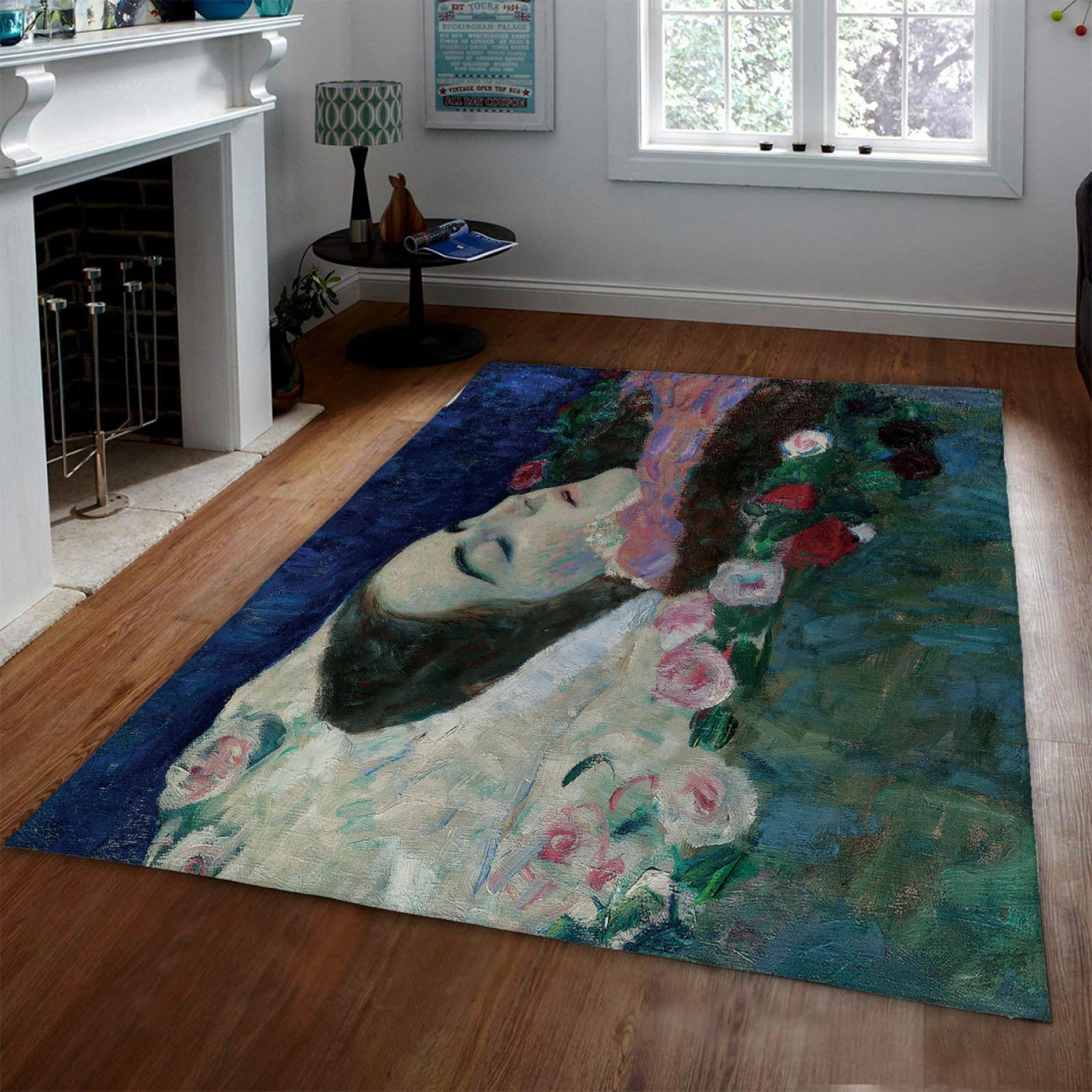 Tapis lavable Gustav Klimt à poils ras 120x160cm pour cuisine