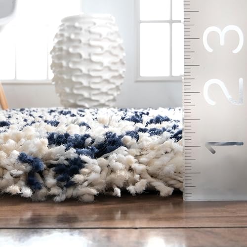 Miniatura 2 de nuLOOM Cuellar Chevron Shag - Alfombra de área, 4 x 6, azul marino