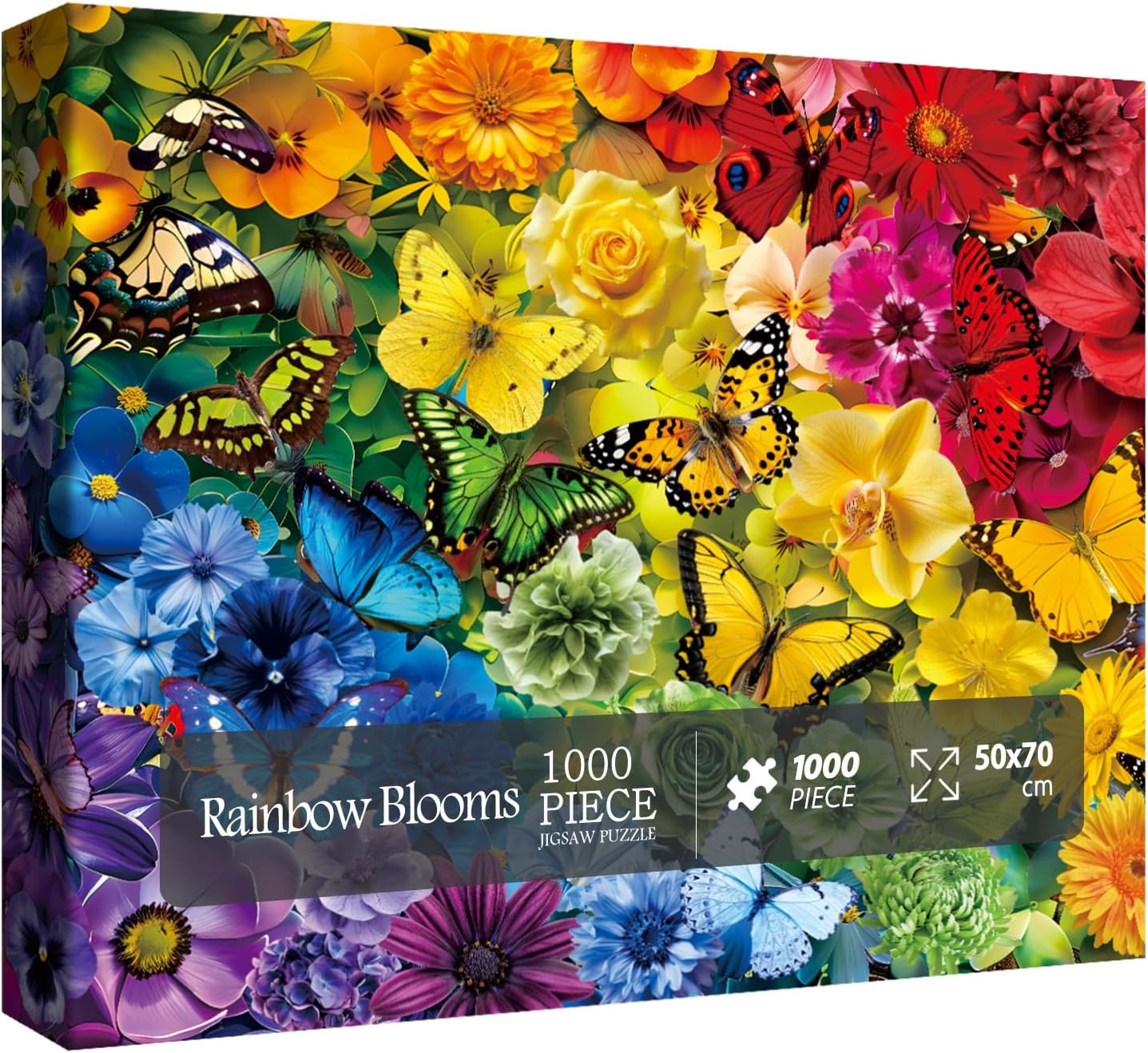 Rainbow Succulent Cactus Puzzle 1000 Piece for Adults, Colorful Gradient Plant Jigsaw Puzzles for Women, Aesthetic Pretty Beautiful Flower Garden Spring Puzzles