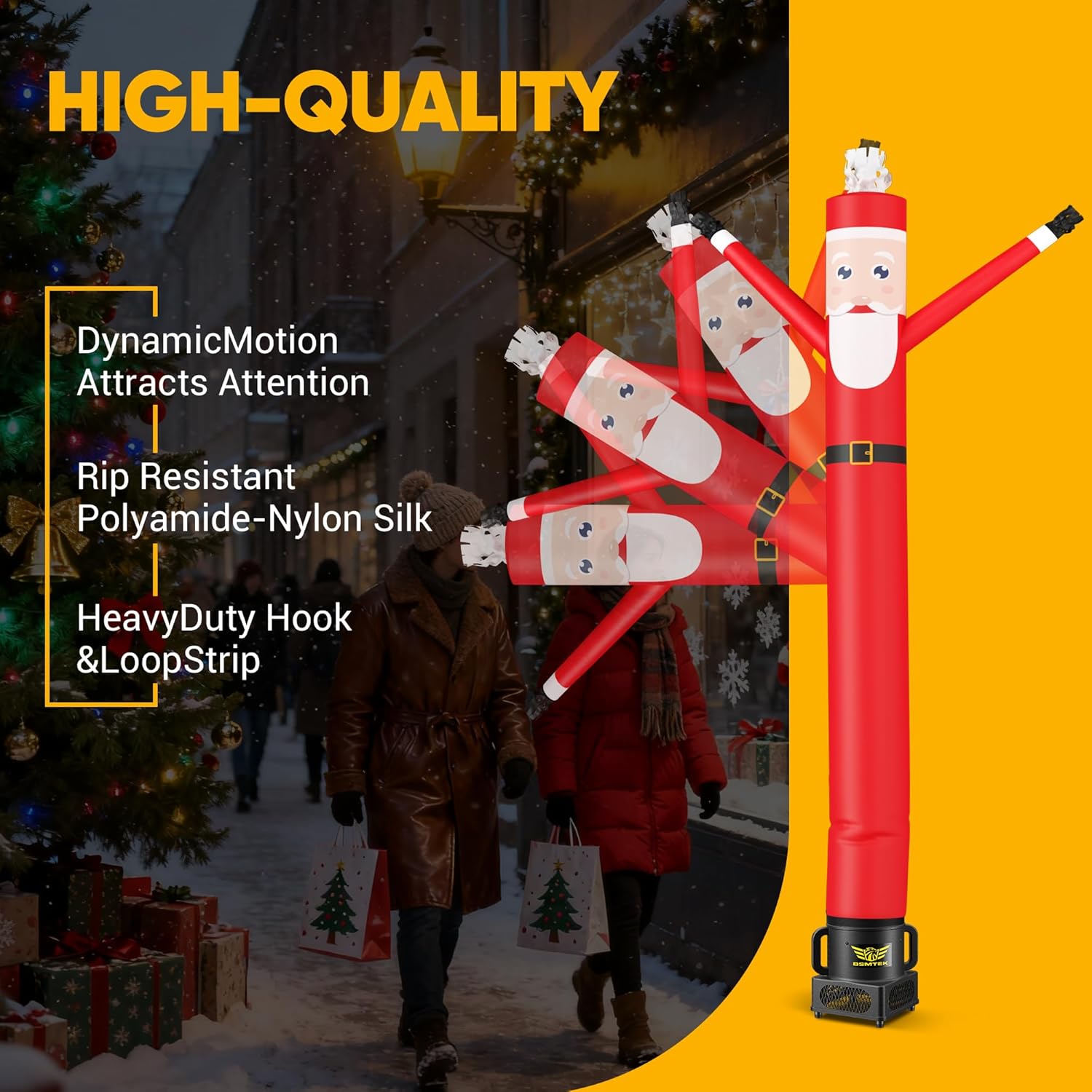 7FT Air Inflatable Waving Tube Man Set with Blower & Wheel, Air Puppet Dance Artist for Mall Opening, Amusement Park, Outdoor Decoration，Christmas
