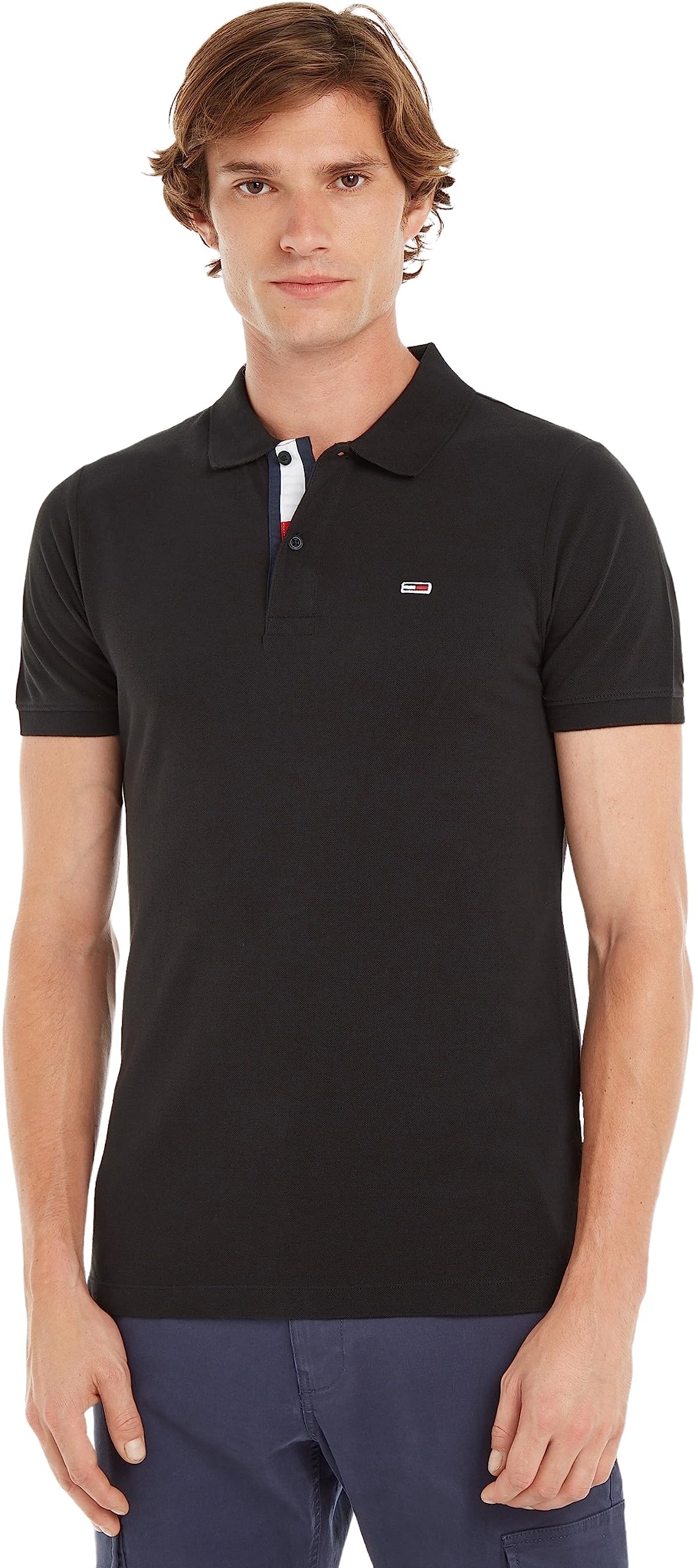 Tommy Jeans Men's Tjm Slim Placket Polo Dm0dm15370 S/S Polos, Black, XS