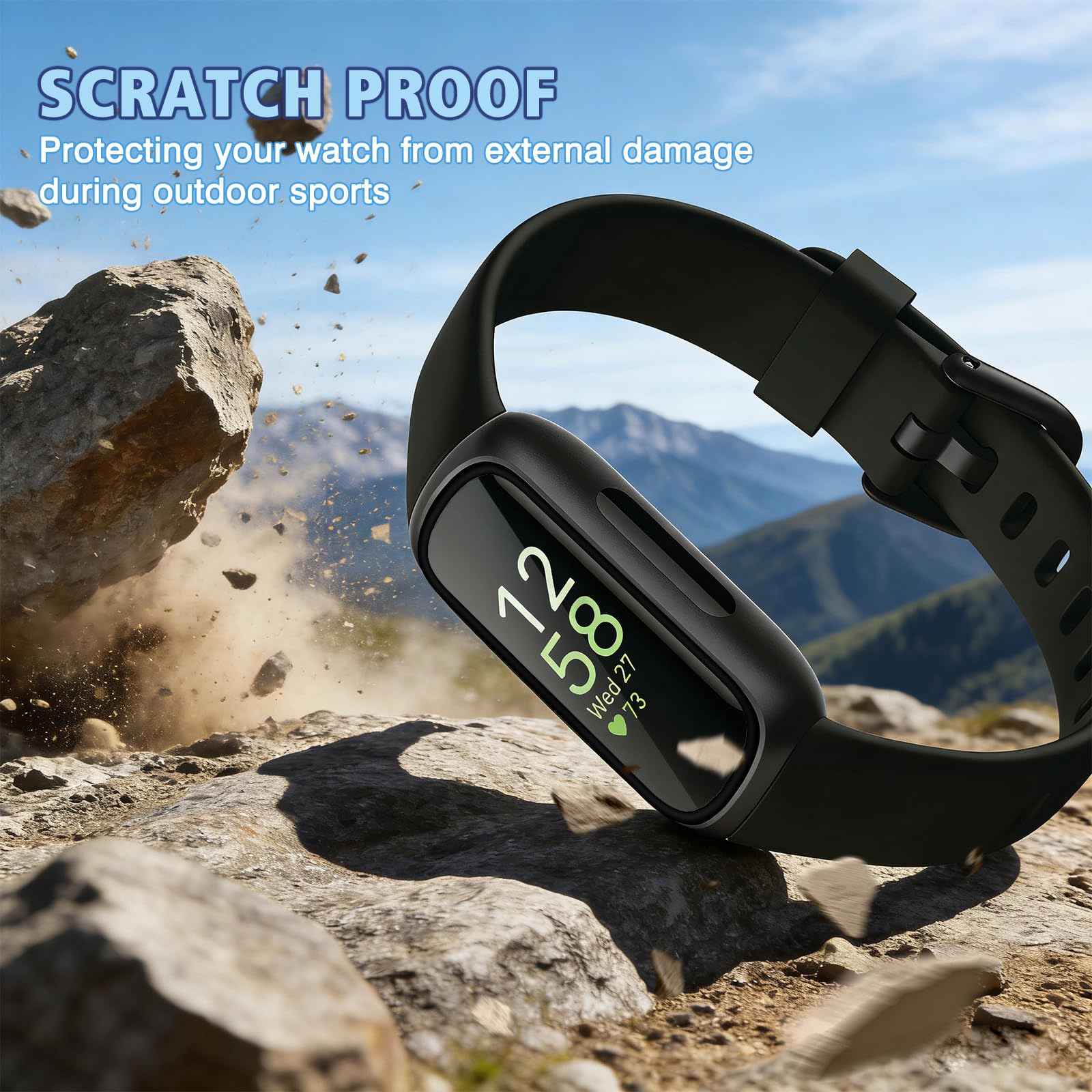 Confezione da 4 pellicole protettive per smartwatch Fitbit Inspire 3, antigraffio, ad alta sensibilità, copertura completa HD PMMA (vetro non temperato)