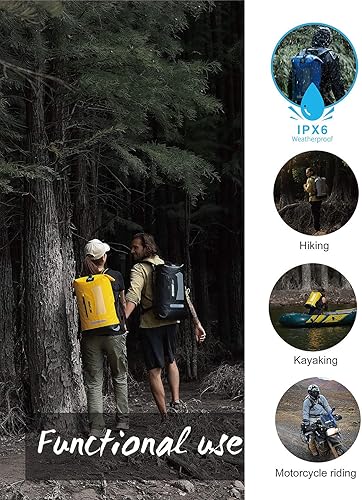 Miniatura 5 de Mochila Idrybag impermeable para deportes acuáticos, saco estanco para senderismo, con tiras de hombros, de 5.28, 7.93 y 10.57 galones, Negro