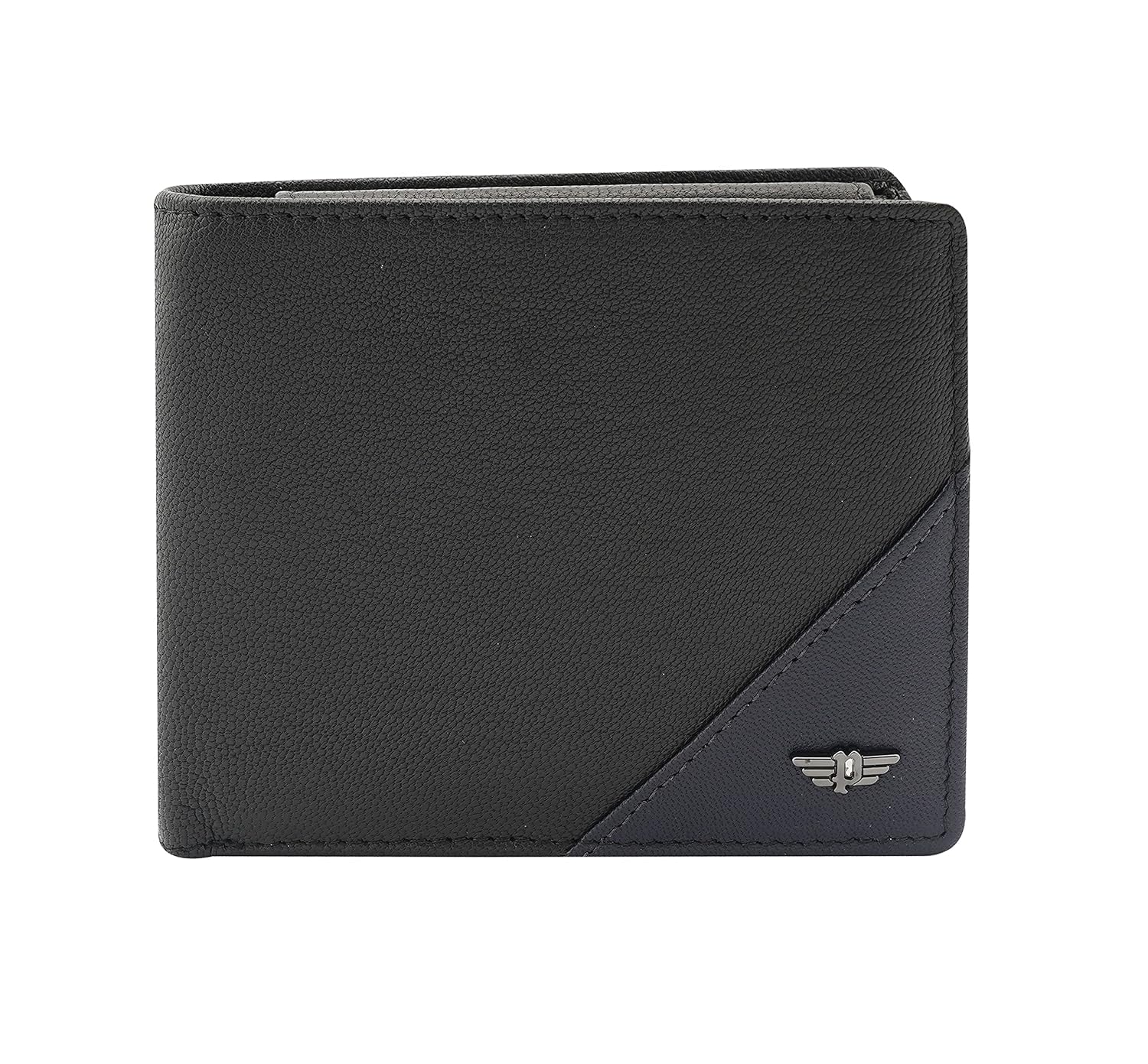 PoliceMen Navy Black Color Groix Over Flap Coin Leather Wallet