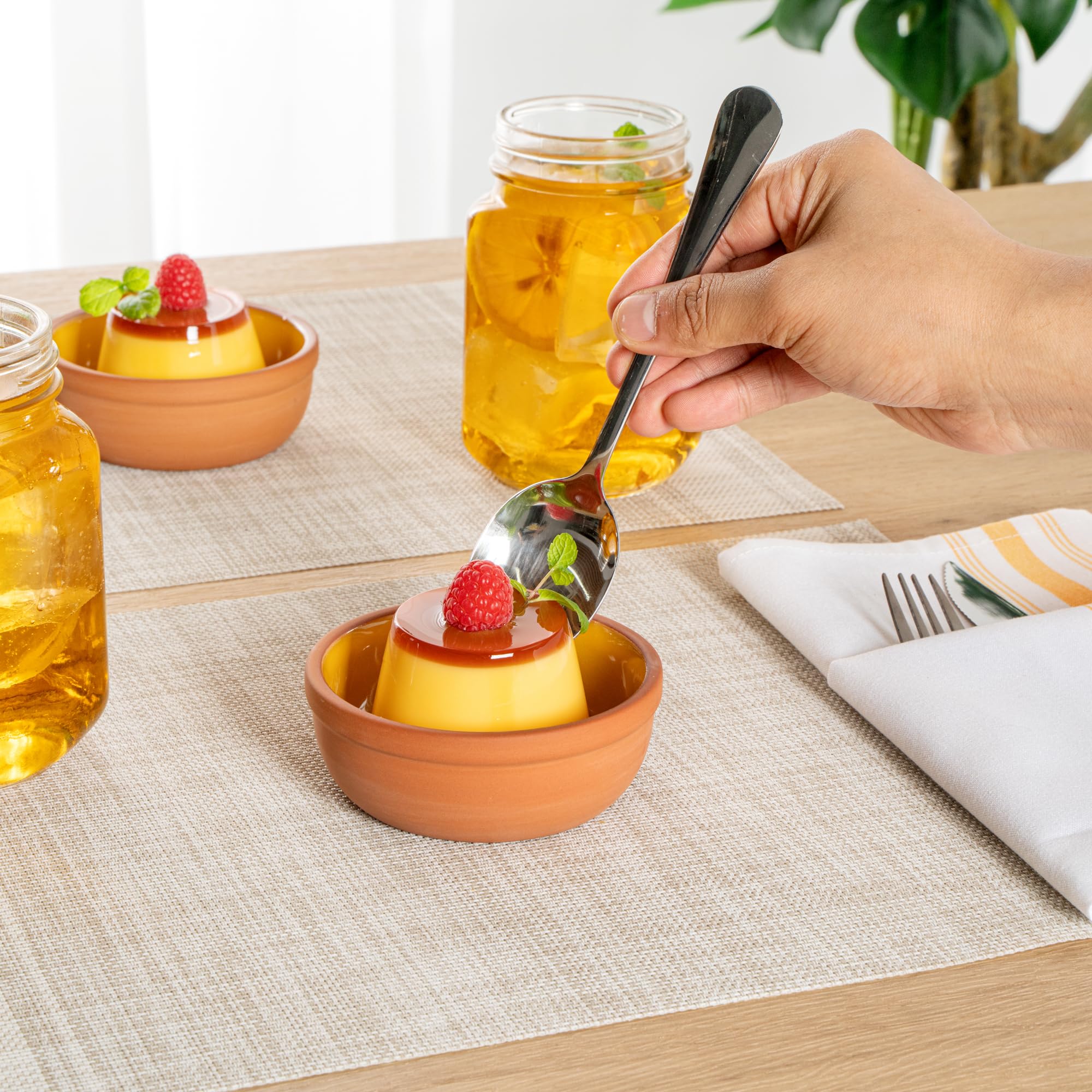 Restaurantware -Terra Tek Cazuelas de terracota de 5.1 onzas, 2 ollas de arcilla esmaltada amarilla para cocinar, listas para horno, microondas, ollas de terracota para servir, lavavajillas, para