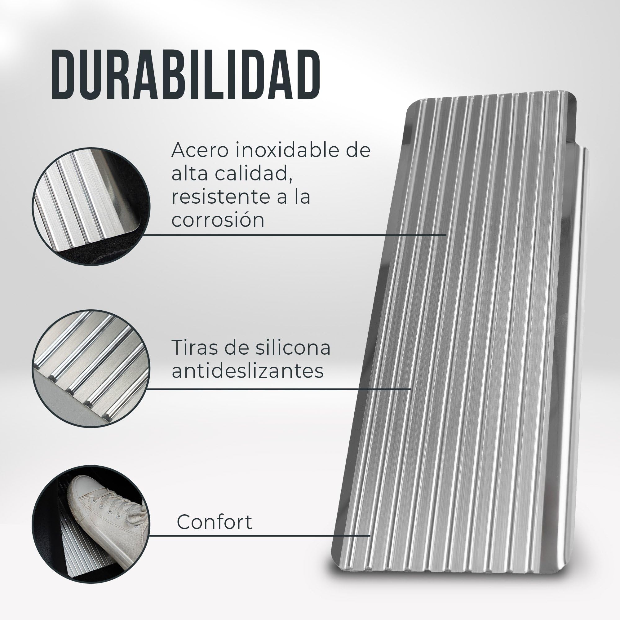 CHROMEMASTER | Reposapiés para Automóvil de Acero Inoxidable - Placa Antideslizante para el Pie, Compatible con Mazda CX-5 2017-2024 ; Accesorio para Automóvil: Placa Reposapiés Protectora y Decorativ