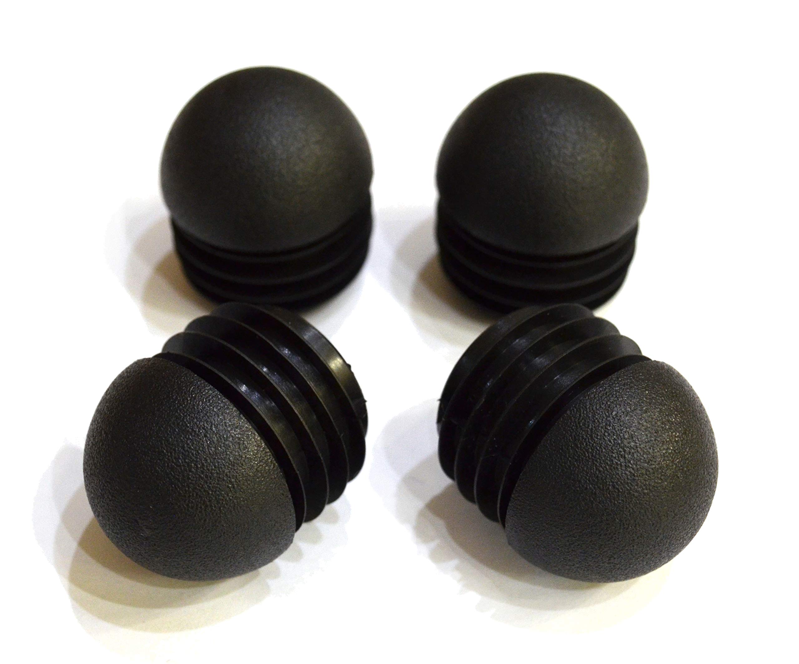 1 1/4 Inch Round Black Plastic Spherical End Cap, Dome Shaped Cover for Steel Fence Post, Furniture Finishing Tubing Plug (4)