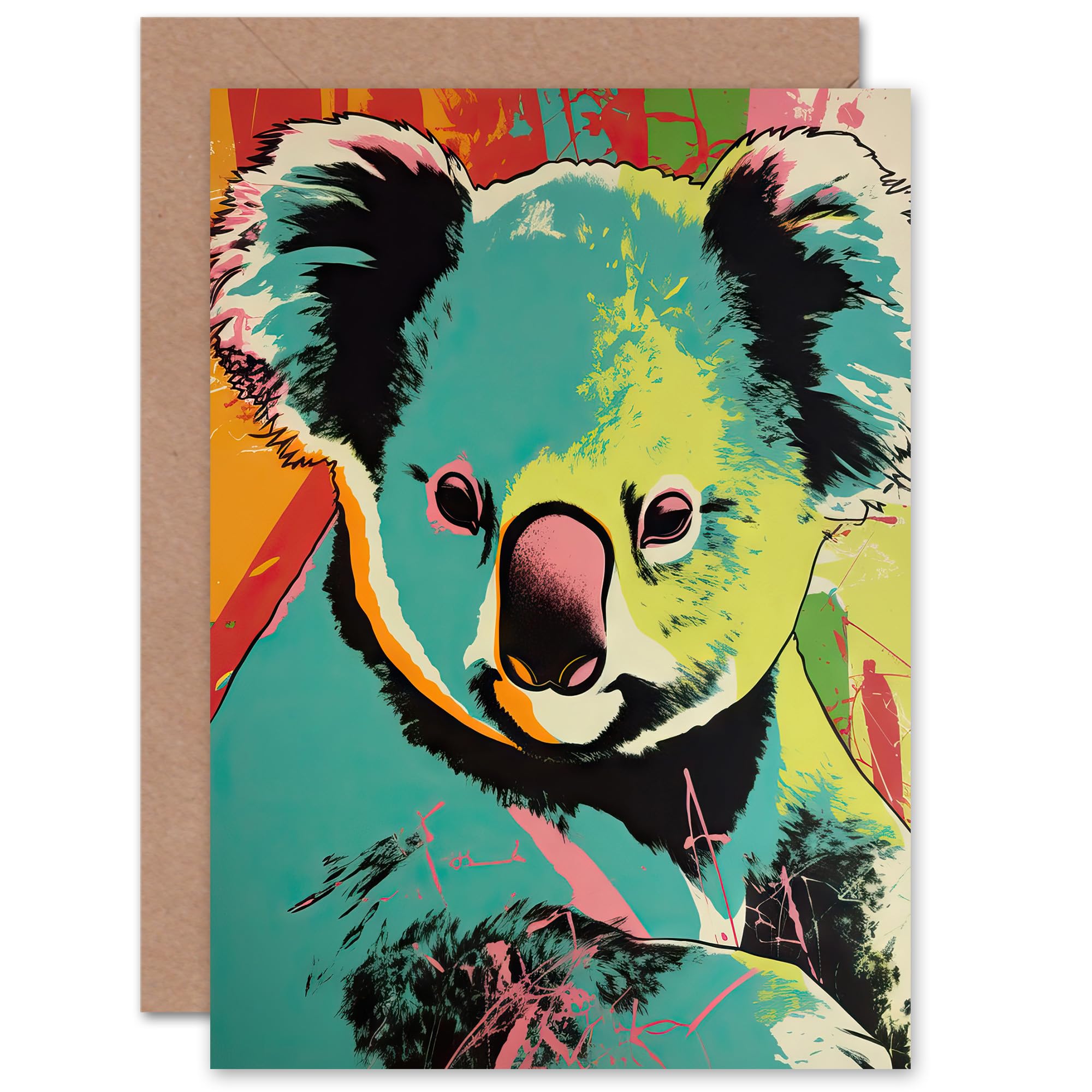 Artery8 Greeting Card - Koala Bear Abstract Teal
