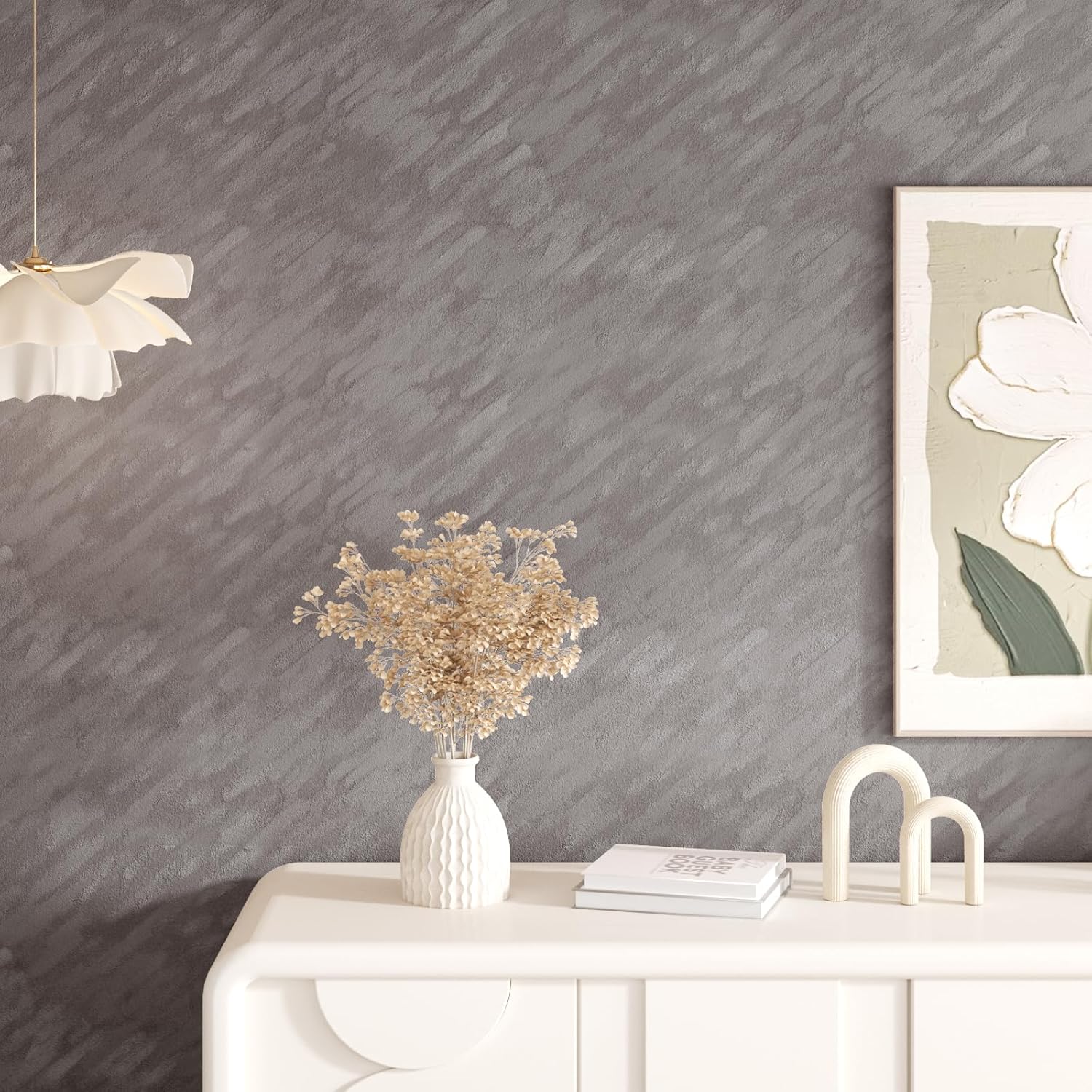Self Adhesive Grey Velvet Flock Liner Contact Paper for Jewelry Stripped Felt Fabric Roll Removable Soft Velvet Wallpaper Peel and Stick for Cabinets Dressers Crafts Shelf Liners 15.7"x118"
