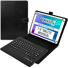 COOPER Infinite Executive Universal Tablet Keyboard Case for 7, 7.9, 8 inch | Tablet Case with Keyboard & 2-in-1 Leather Folio Cover | Bluetooth, Wireless, Hotkeys | Android, Windows, iPadOS Black