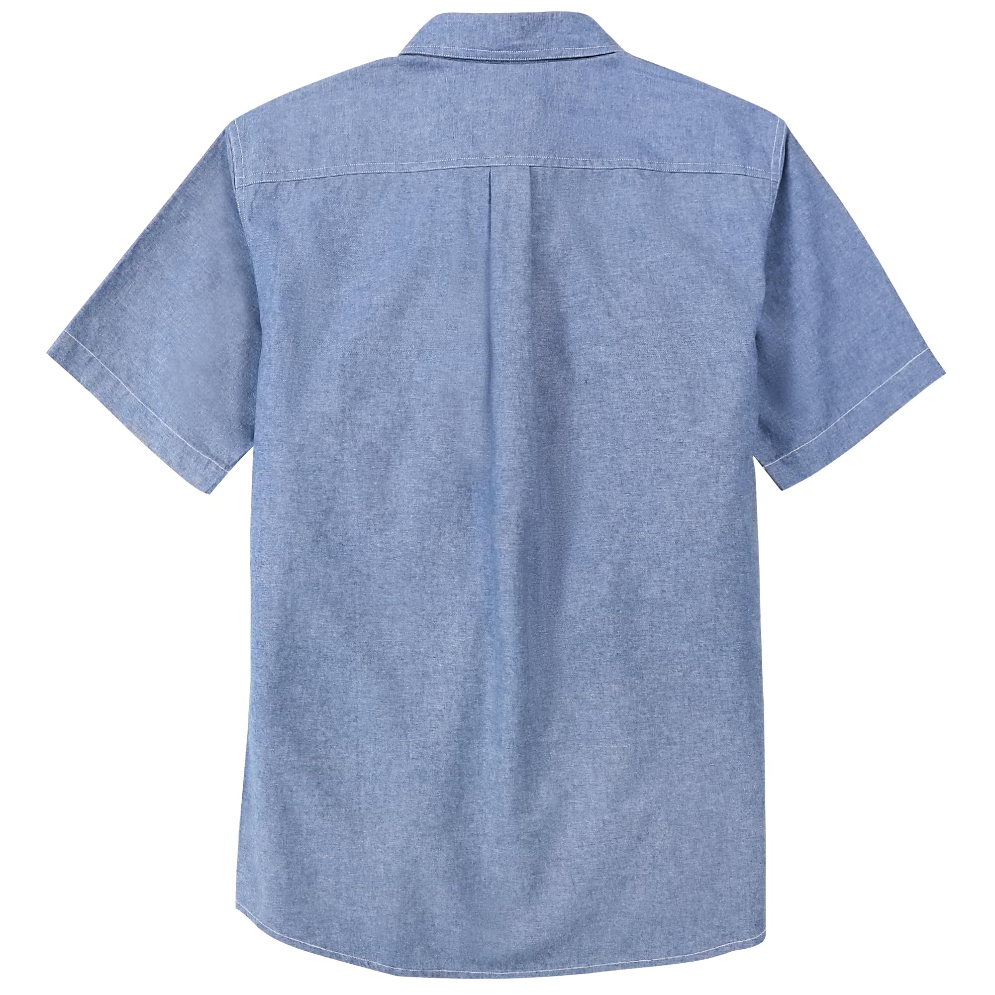 Dubinik® Chemise Homme Manches Courtes en Chambray Coton Léger Coupe Regular Deux Poches Style Urbain Décontracté