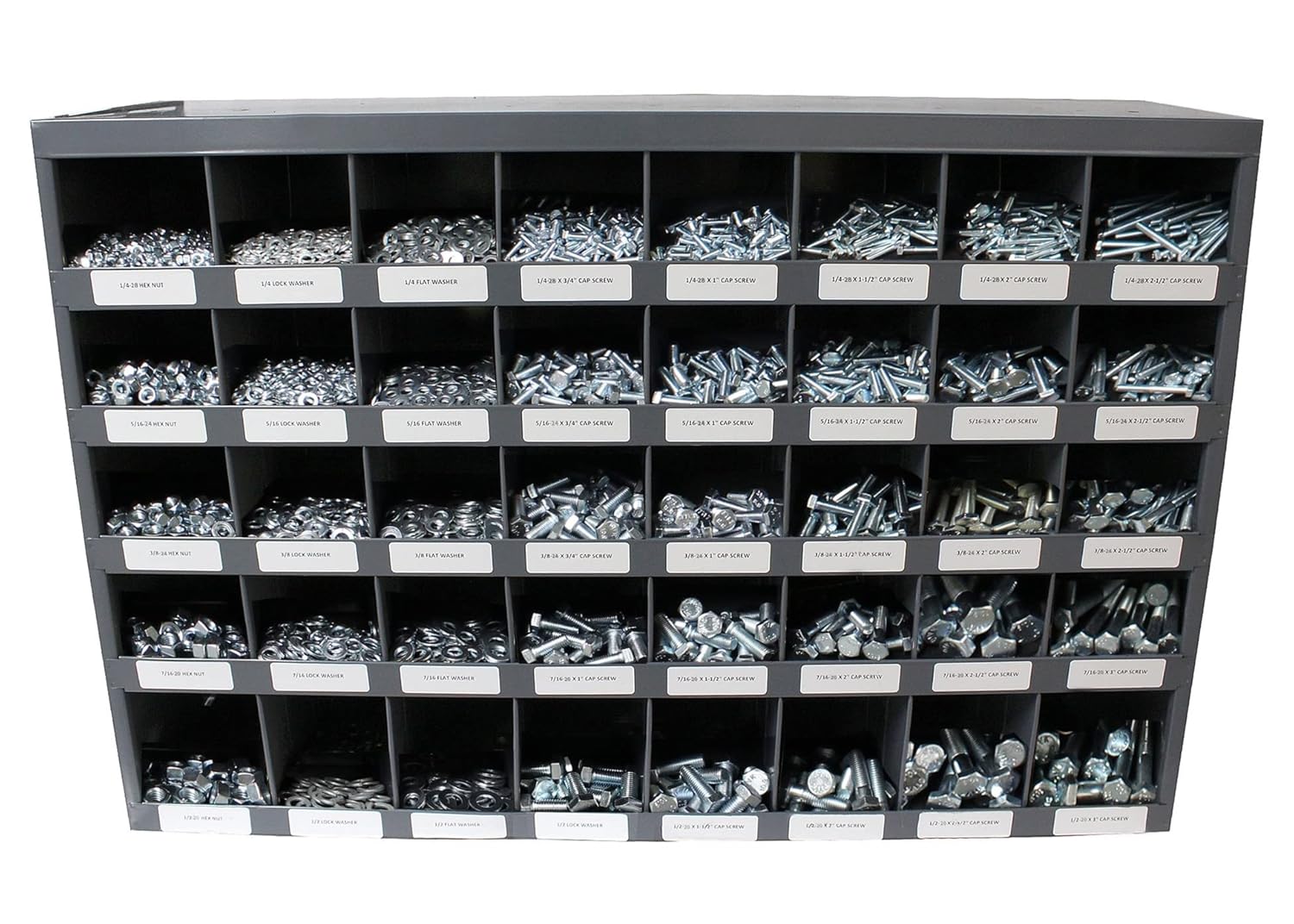 M&M Fasteners 3,765-Piece Grade 5 Coarse Thread Hex Bolt & Nut Assortment Kit with Steel Bin