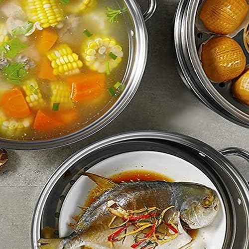 Miniatura 5 de TrueCraftware Juego de vaporizador de aluminio de 3 niveles de 15 x 20-14 pulgadas, tamaño de agujero de 38 pulgadas, olla de vapor para cocinar
