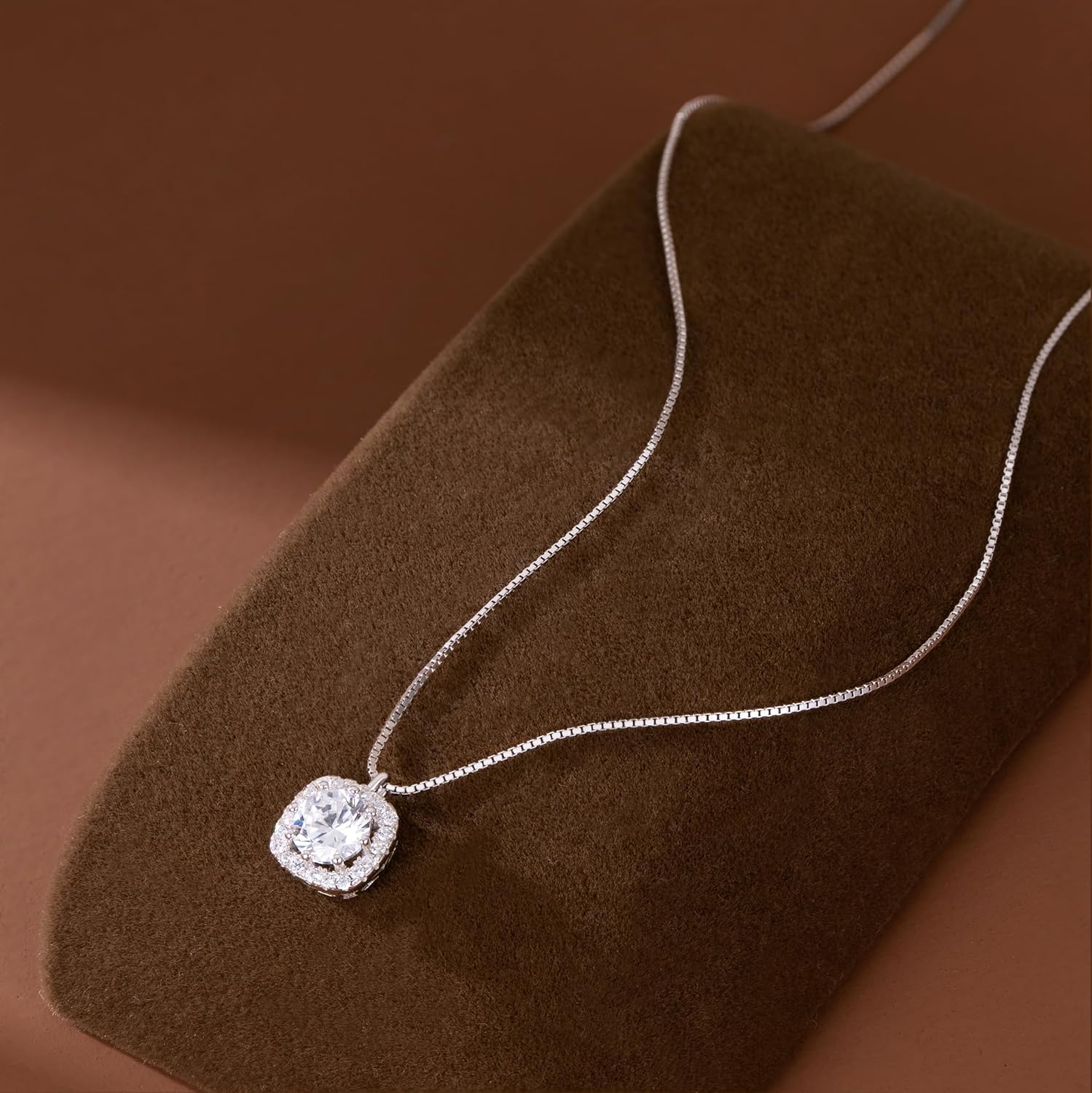 SLUYNZ Solid 925 Sterling Silver CZ Chain Choker Necklace for Women Teens Diamond Square Pendant Necklace - Image 5