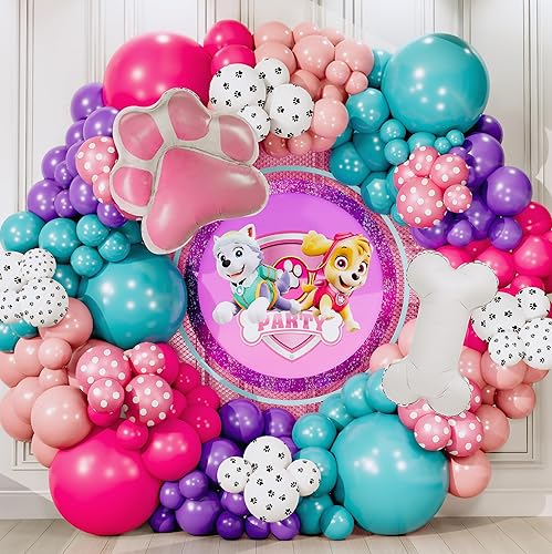 Miniatura 6 de Kit de arco de guirnalda de globos de pata todo en 1 con globos de hueso y huella de pata, globos de pata rosa para decoración de cumpleaños de niña