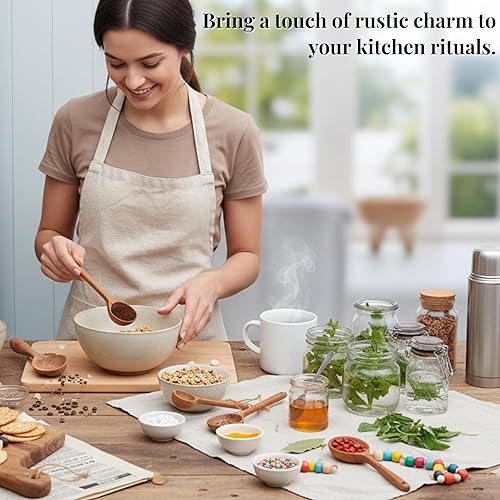 Miniatura 3 de Juego de cubiertos de madera de 4 piezas – Cucharas de madera para cubiertos de cocina de madera maciza natural – Cuchara ligera y duradera de