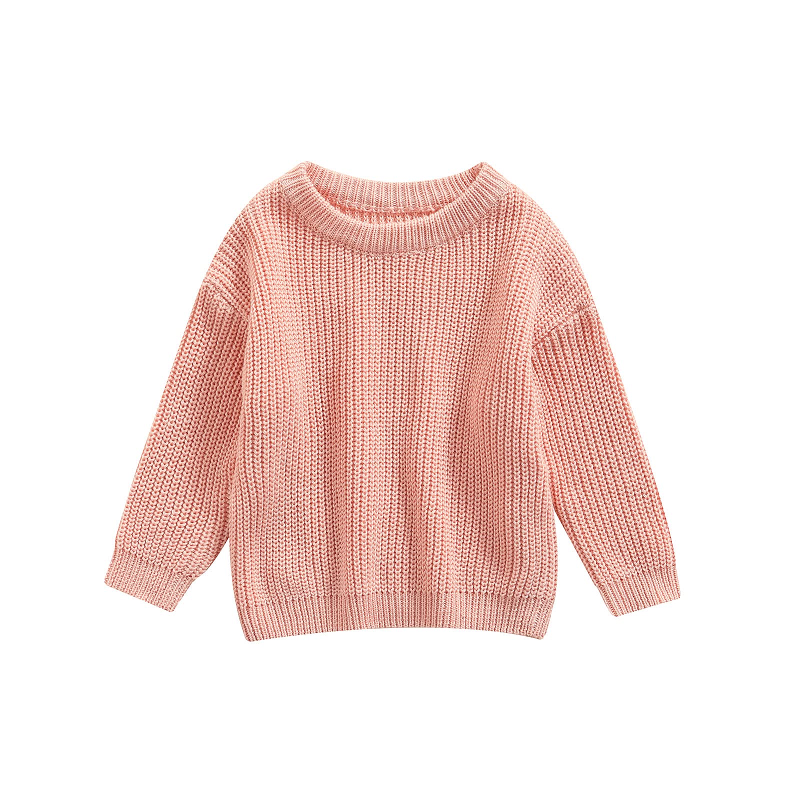 TUSFTAY Infant Toddler Girl Boy Sweater Long Sleeve Warm Knitted Chunky Baby Sweater Fall Winter Clothes (Pink, 6-9 Months)