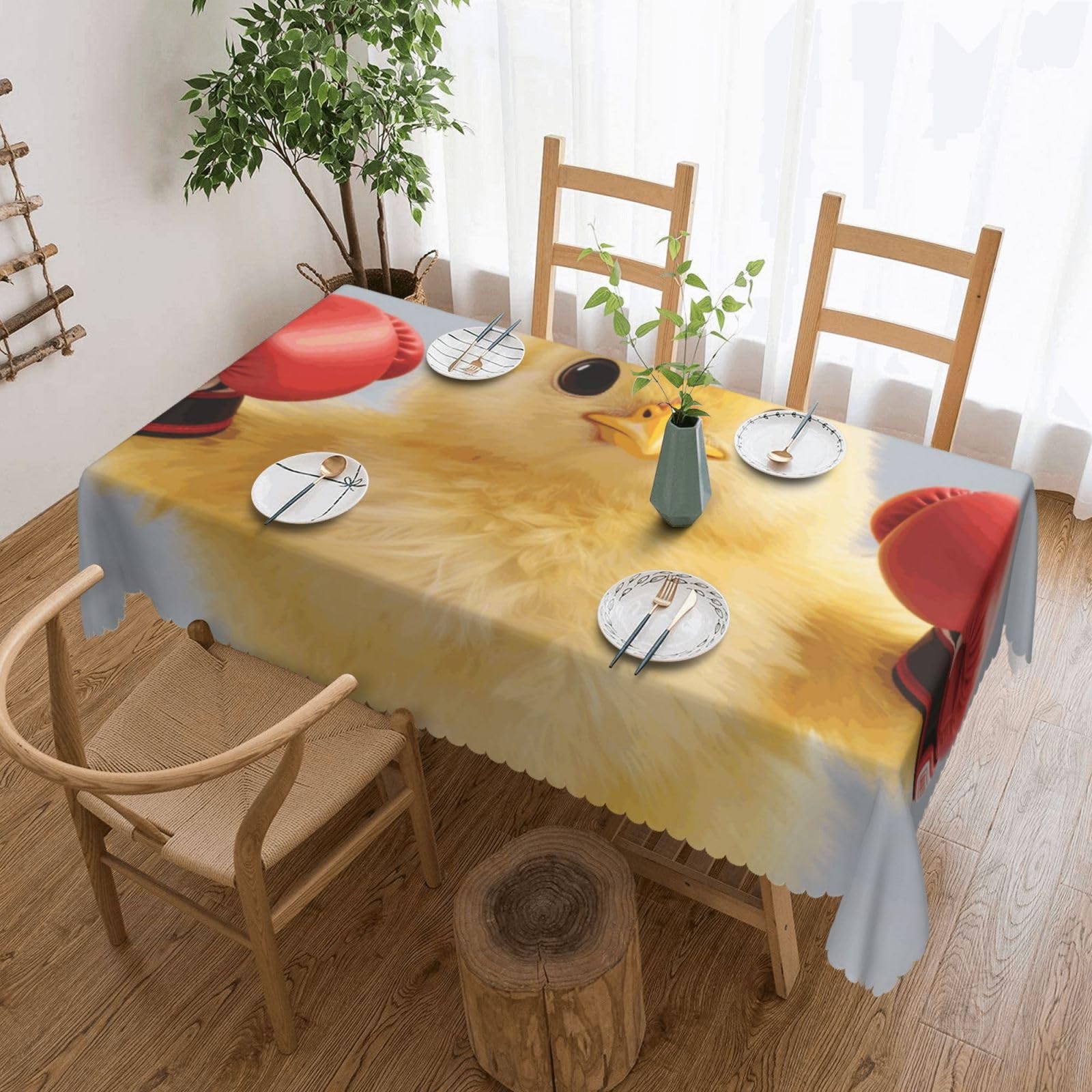Nappe poussin jaune boxeur 137x183 cm antitache lavable