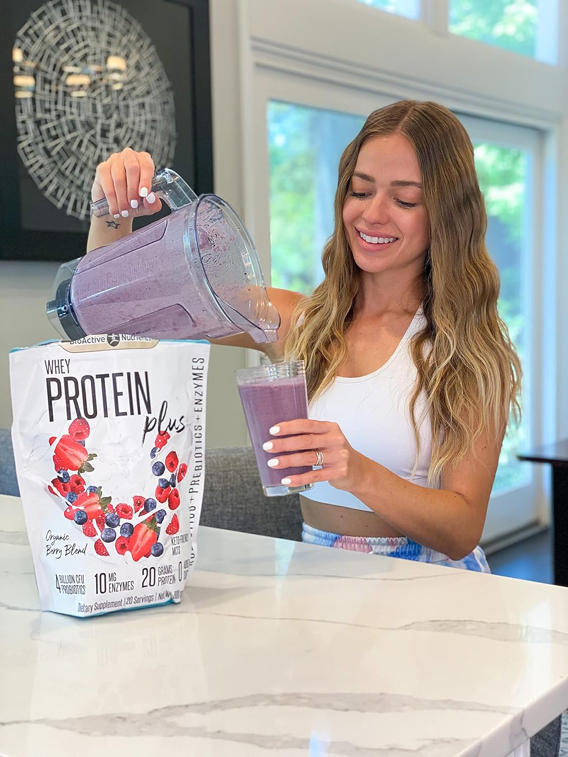 BIOACTIVE NUTRIENTS Whey Protein Plus 600g 20 Servings 4 Billion CFU Probiotics Prebiotics 10mg Enzymes L-Glutamine 20g Protein Antioxidants Phytonutrients Keto MCTs No Sugar