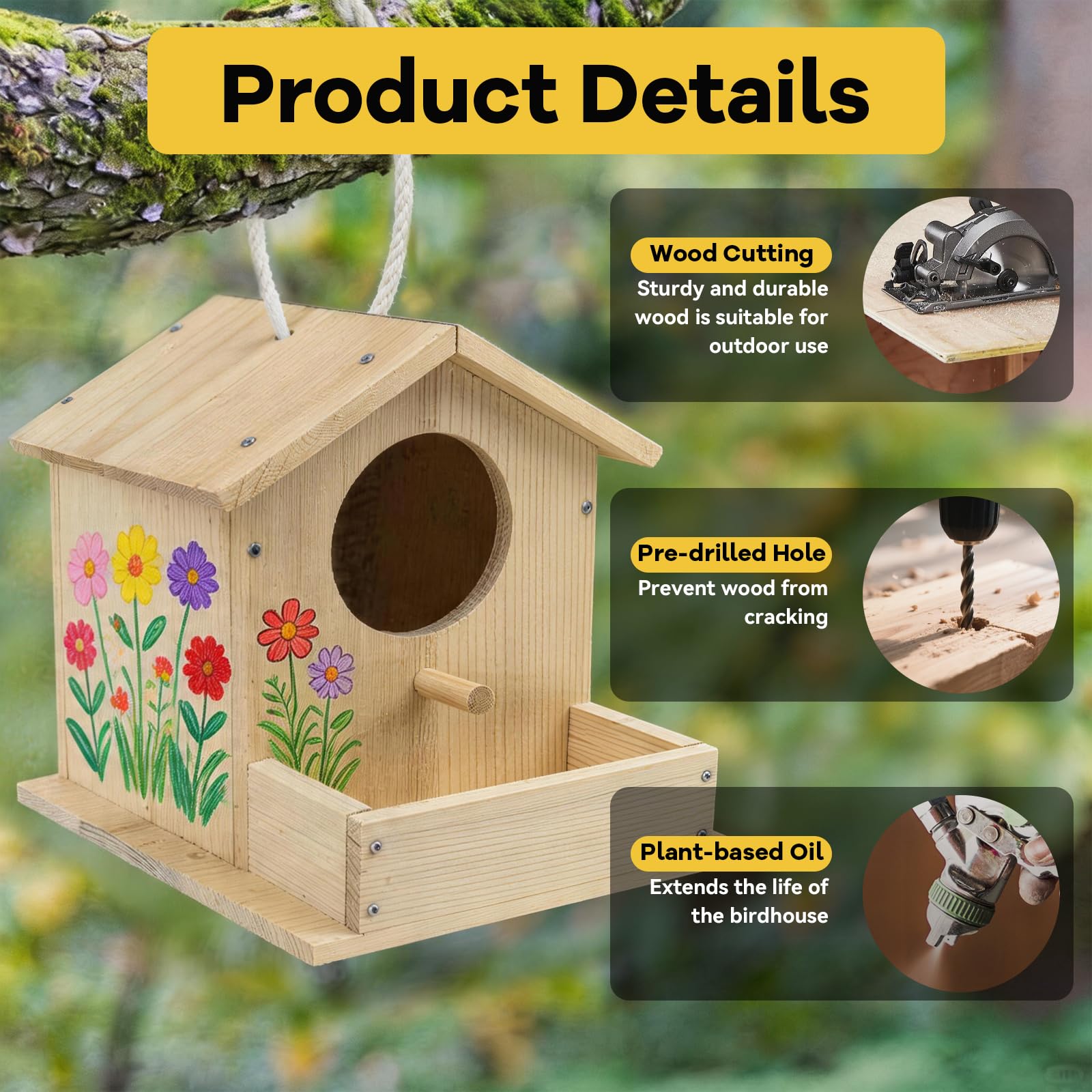 Nichoir à Construire Et Peindre – Kit DIY 2 Pièces En Bois Avec Peintures Et Pinceaux