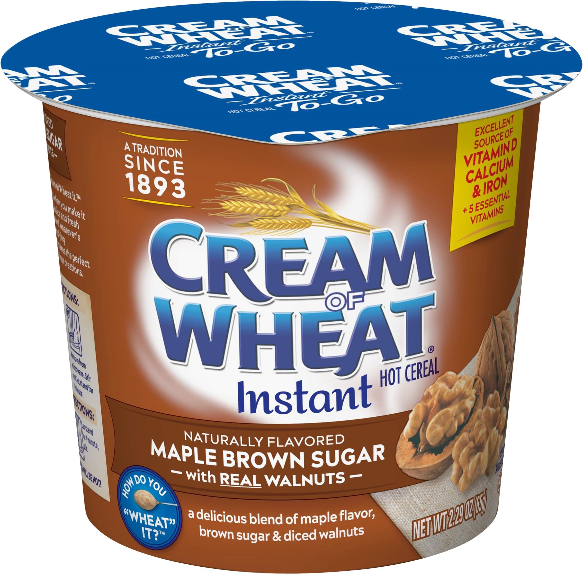 Instant Hot Cereal To-Go Cups, Maple Brown Sugar Walnut, 2.29 Ounce (Pack of 6)