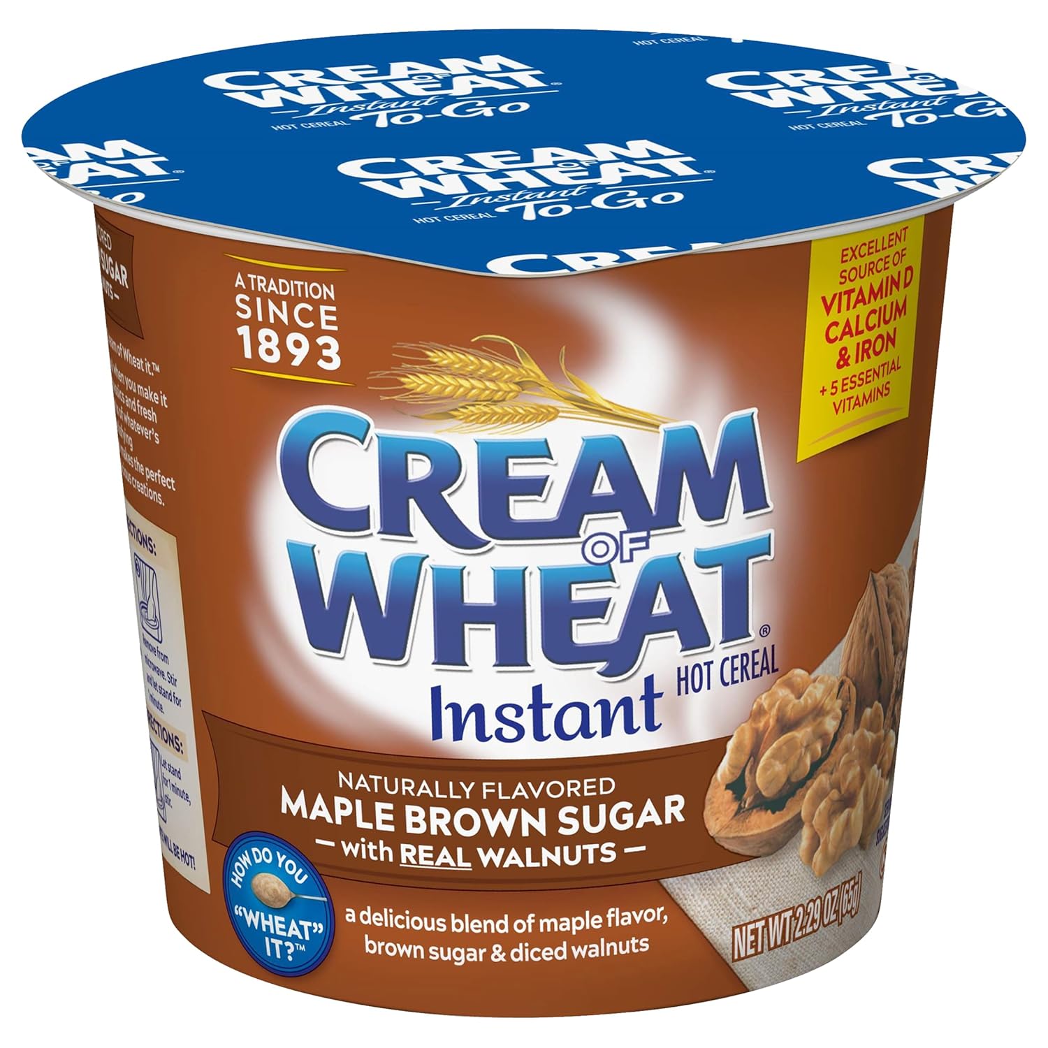 Cereal Caliente Instantáneo Cream of Wheat To-Go, Maple Brown Sugar Walnut, Paquete de 6