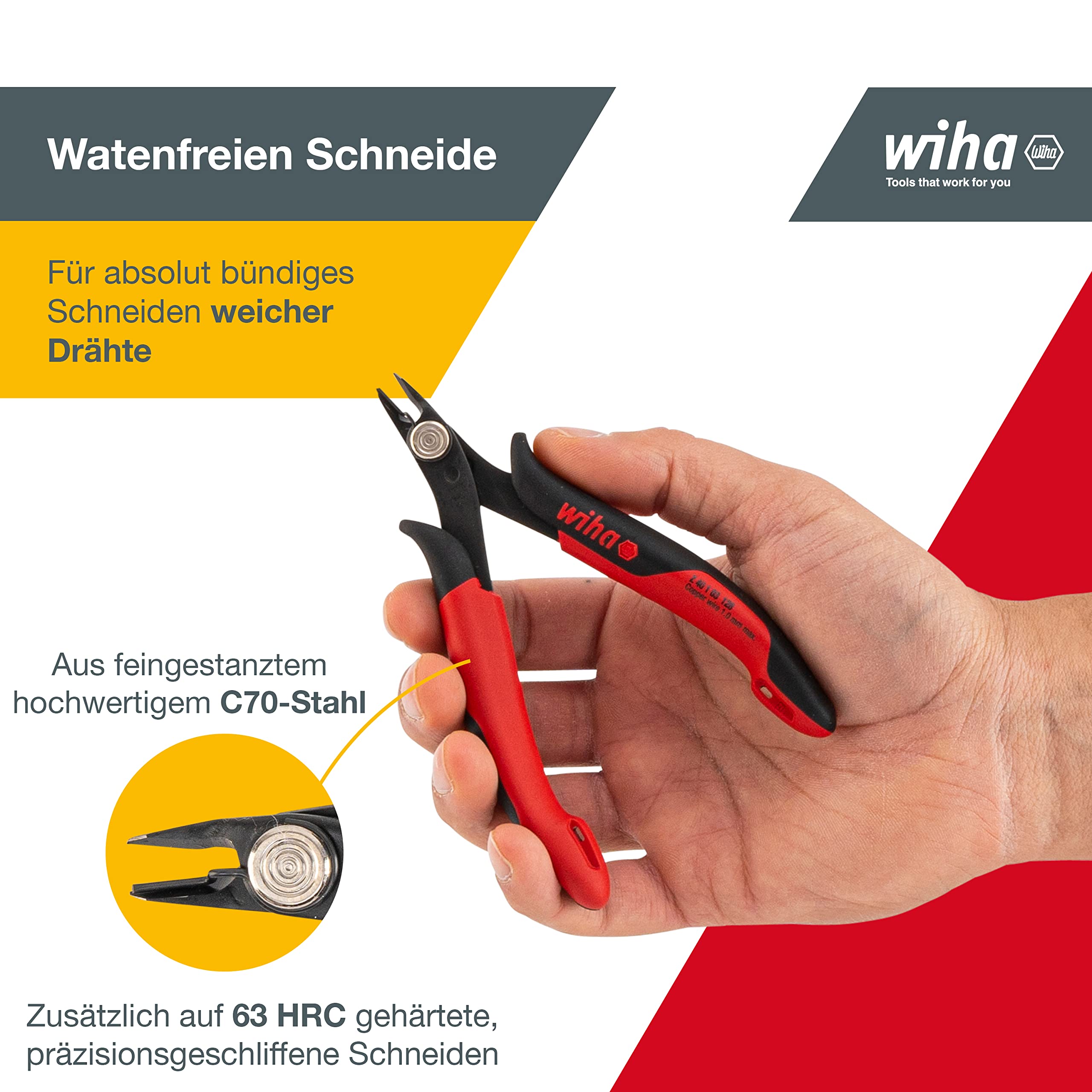 WIHA 27390 - Alicates de corte diagonal Electronic Z 40 1 03 128 mm SB Electronic Cod. Z40112803SB