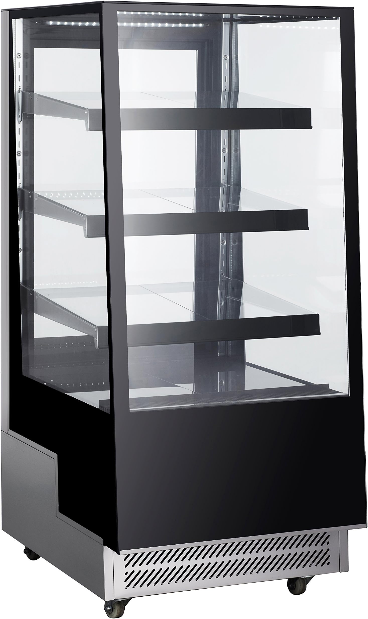 EQ Kitchen Line Black Commercial 300L Standing Wheeled Refrigerator Display Cooler 29.5"L x 35.4"W x 63.8"H