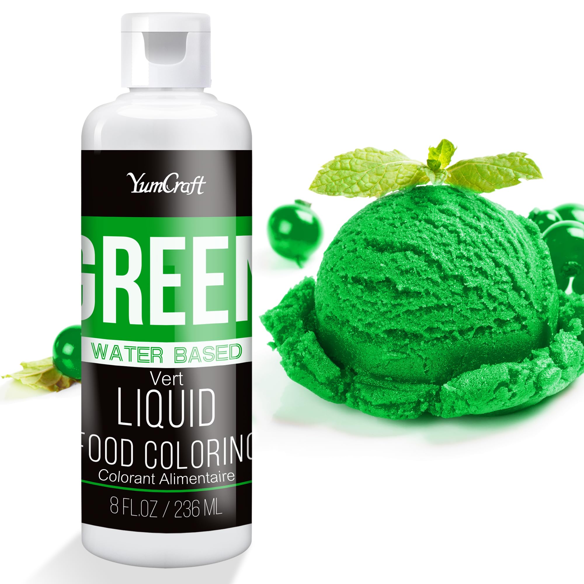 Food Coloring Liquid - Vibrant Color Food Coloring for Cake Decorating, Baking, Easter Egg, Icing - Tasteless Food Color Dye for Fondant, Cooking, Airbrush (Green, 8 Fl.oz)