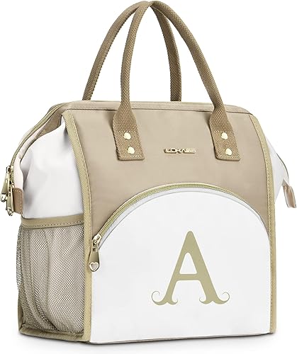Miniatura 13 de Lonchera personalizada para mujer, bolsa de almuerzo reutilizable con iniciales, aislada, lonchera para adultos de apertura amplia, enfriadora de