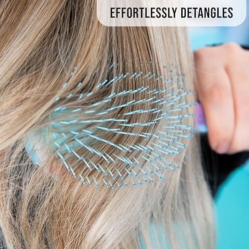 Miniatura 4 de Framar - Cepillo desenredante de cabello rizado, grueso y húmedo, para mujer (teñido anudado azul)