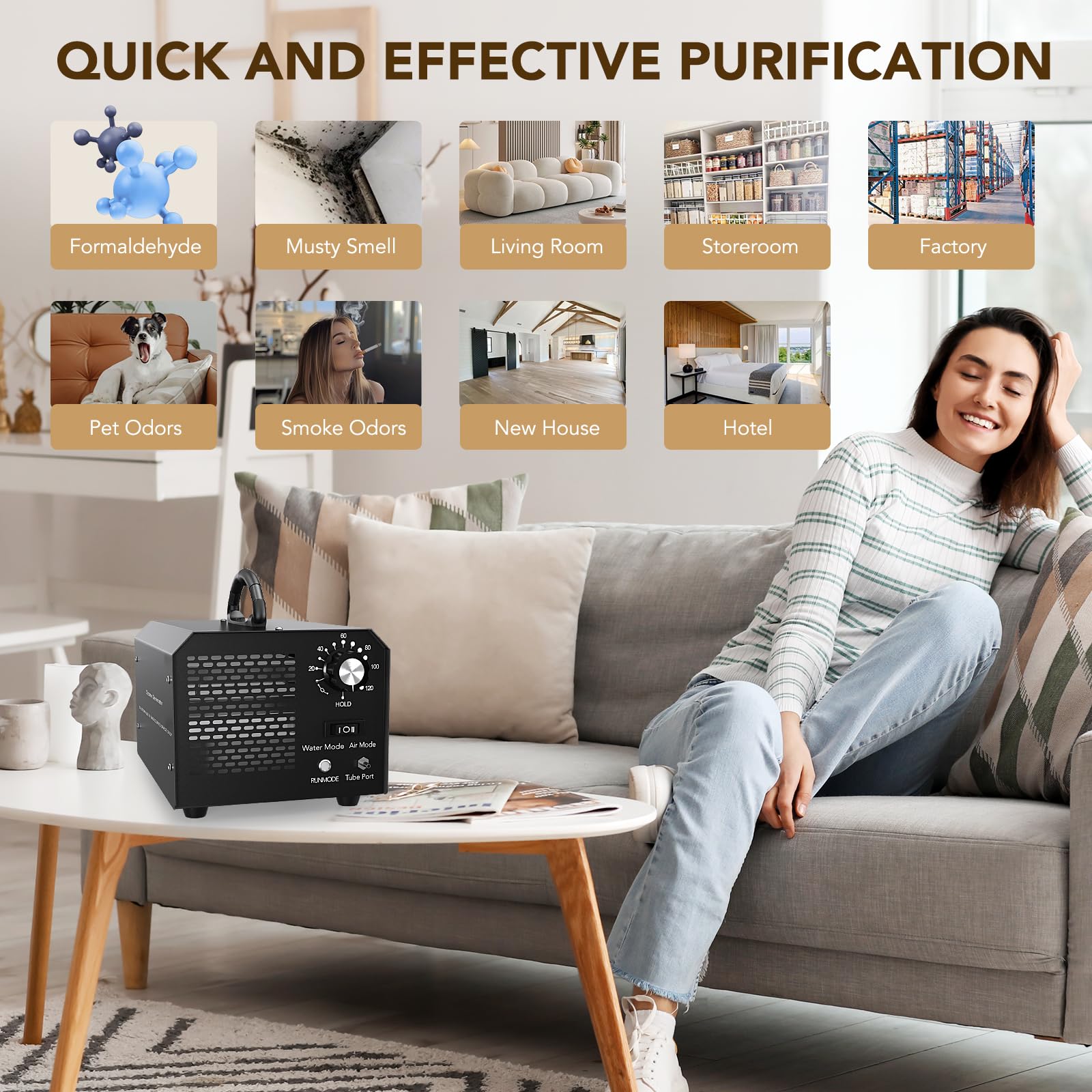 Generador de Ozono, FELLAT 30,000mg/h Generador de Ozono con Modos de Purificación de Aire y Agua