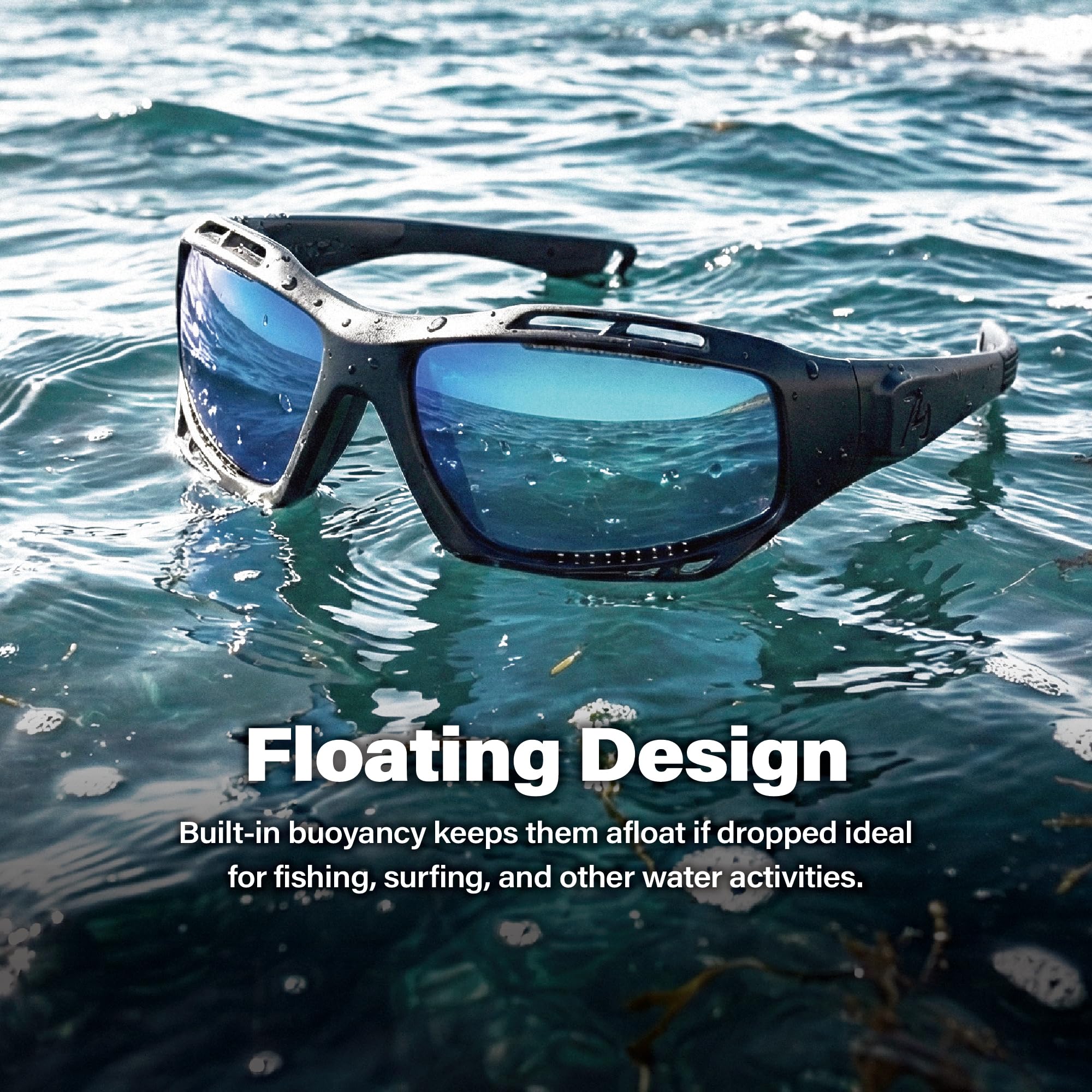 Stingray Polarisierte schwimmende Sonnenbrille - UV400-Schutz für Männer und Frauen, ideal für Wassersport (mattschwarz/blaue Linse)